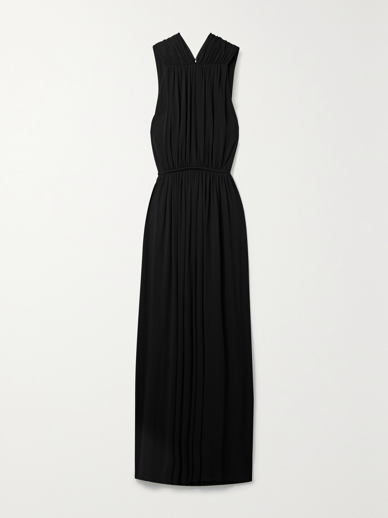 Another Tomorrow Cutout Gathered Stretch-jersey Maxi Dress In Black