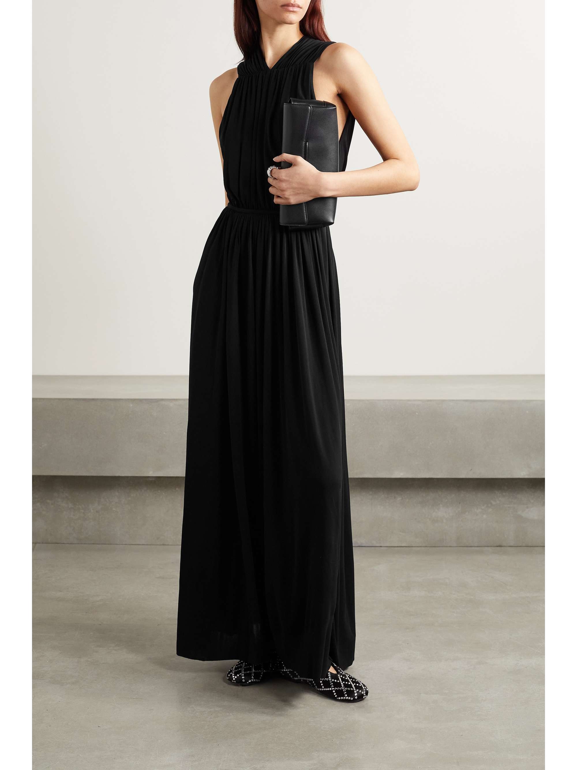 ANOTHER TOMORROW + NET SUSTAIN cutout gathered stretch-jersey maxi ...