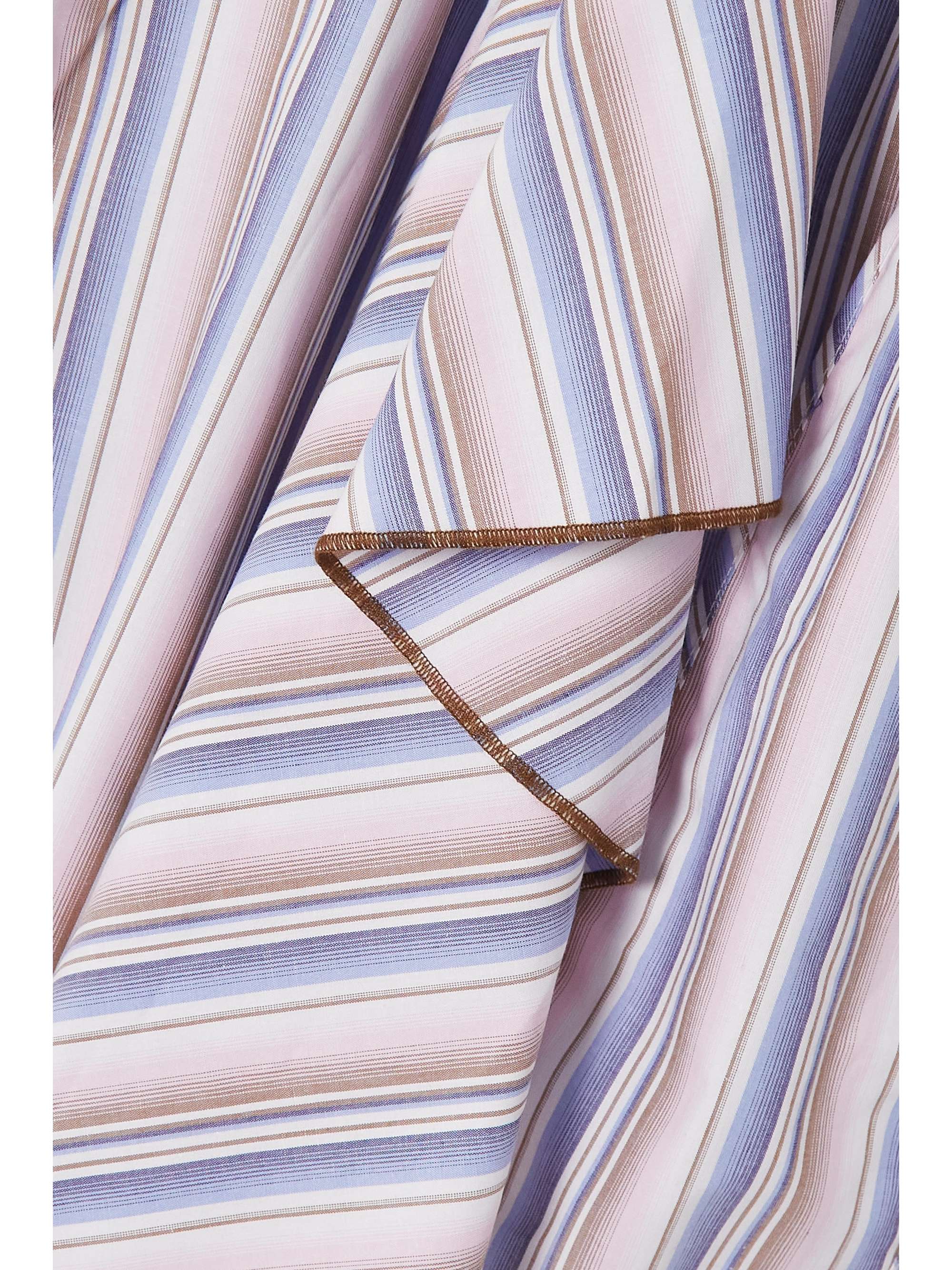 ANNA MASON Stella ruffled striped cotton-poplin midi wrap dress