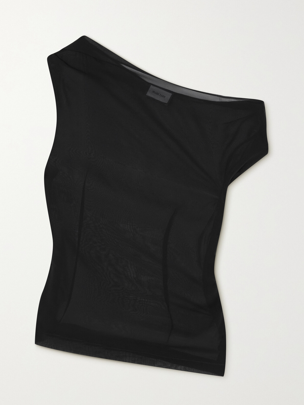 BEARE PARK - One-shoulder Draped Silk-georgette Top - Black