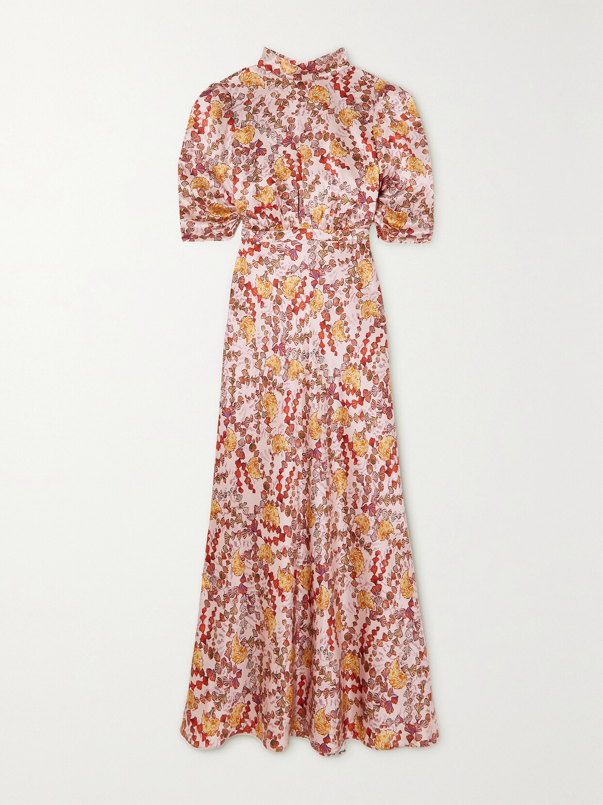 Saloni - Adele Printed Silk-satin Maxi Dress - Pink