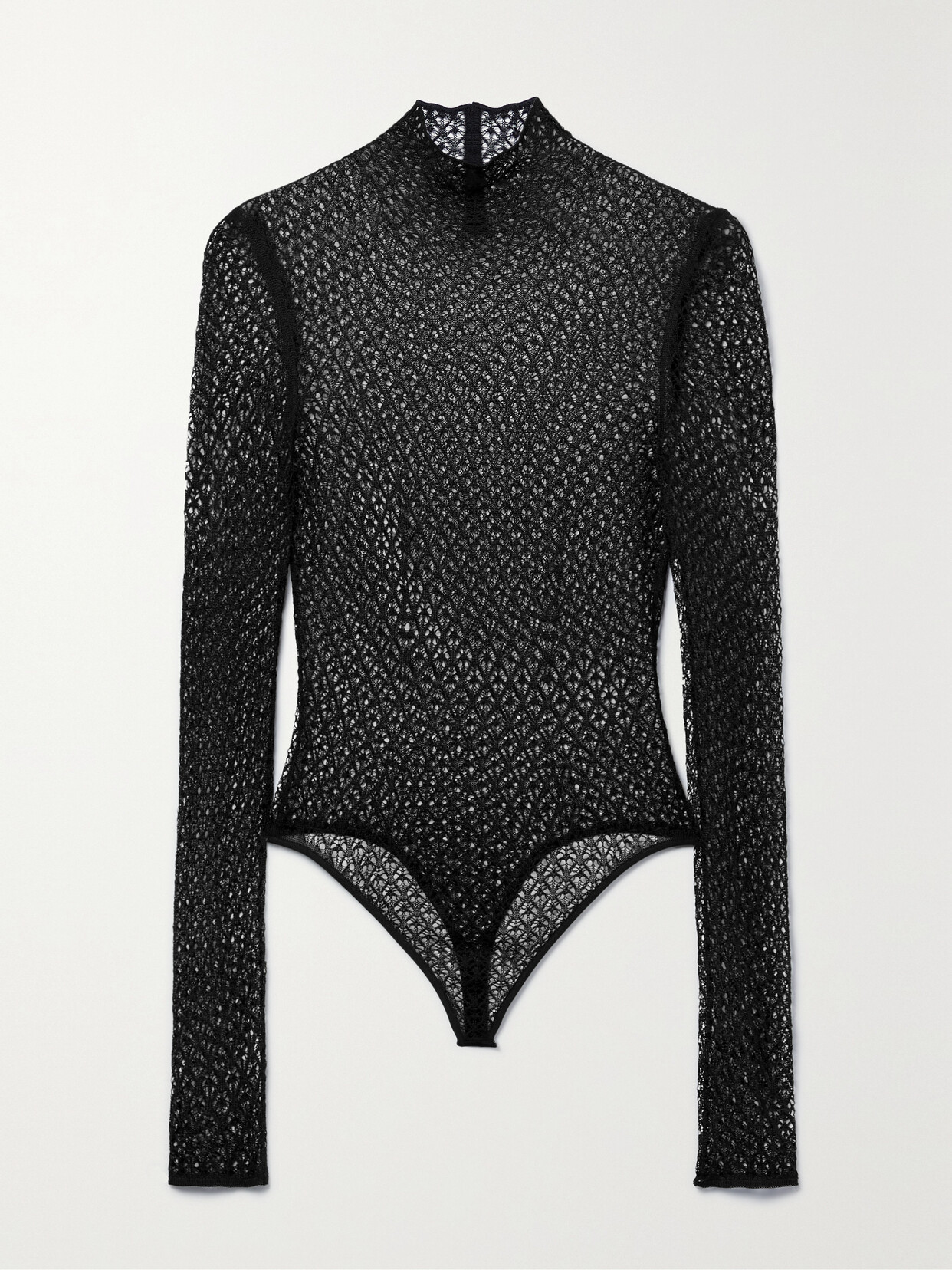 Shop Khaite Fena Crocheted Bodysuit In Black