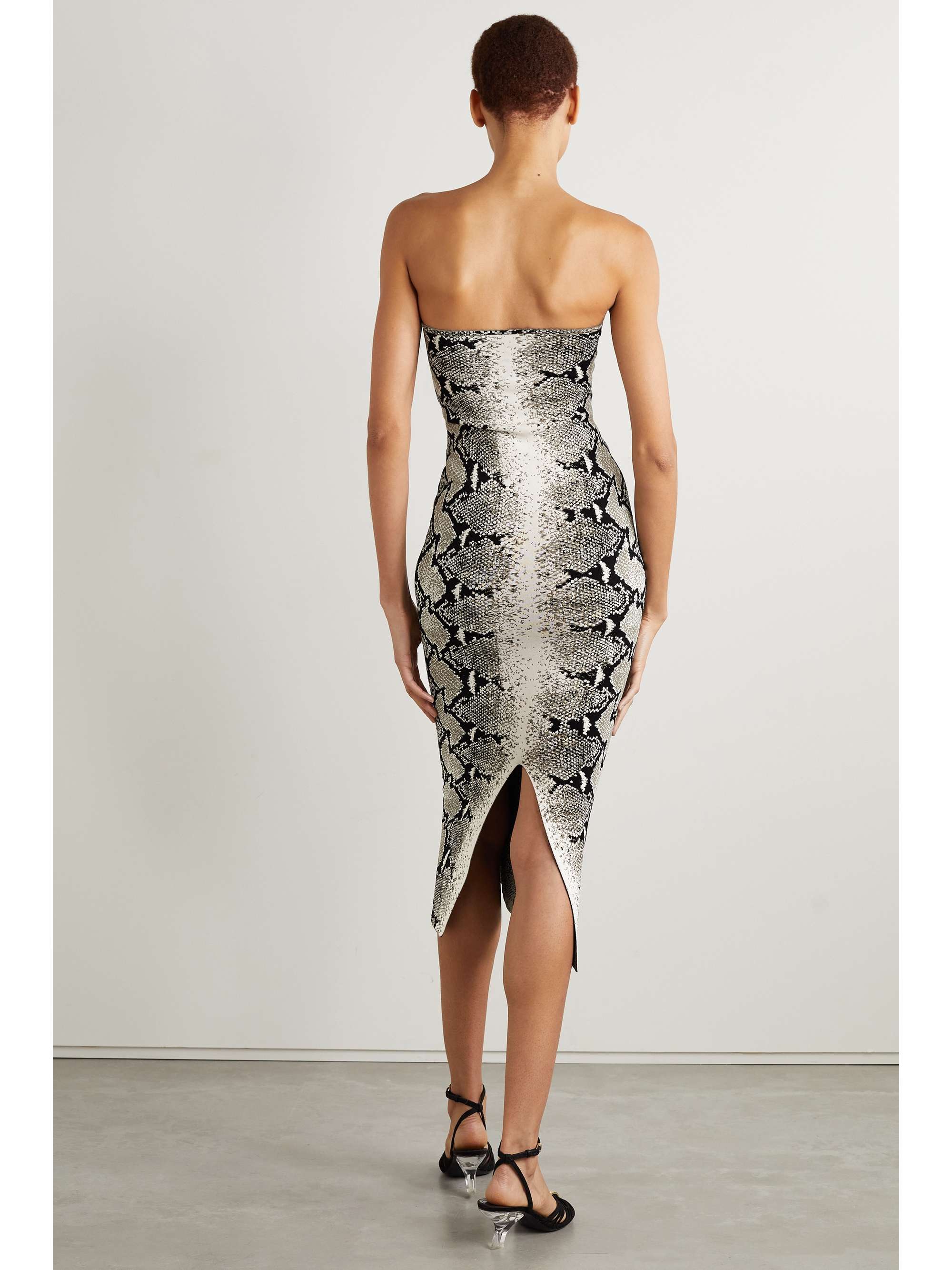 KHAITE Rumer trägerloses Midikleid aus Jacquard-Strick