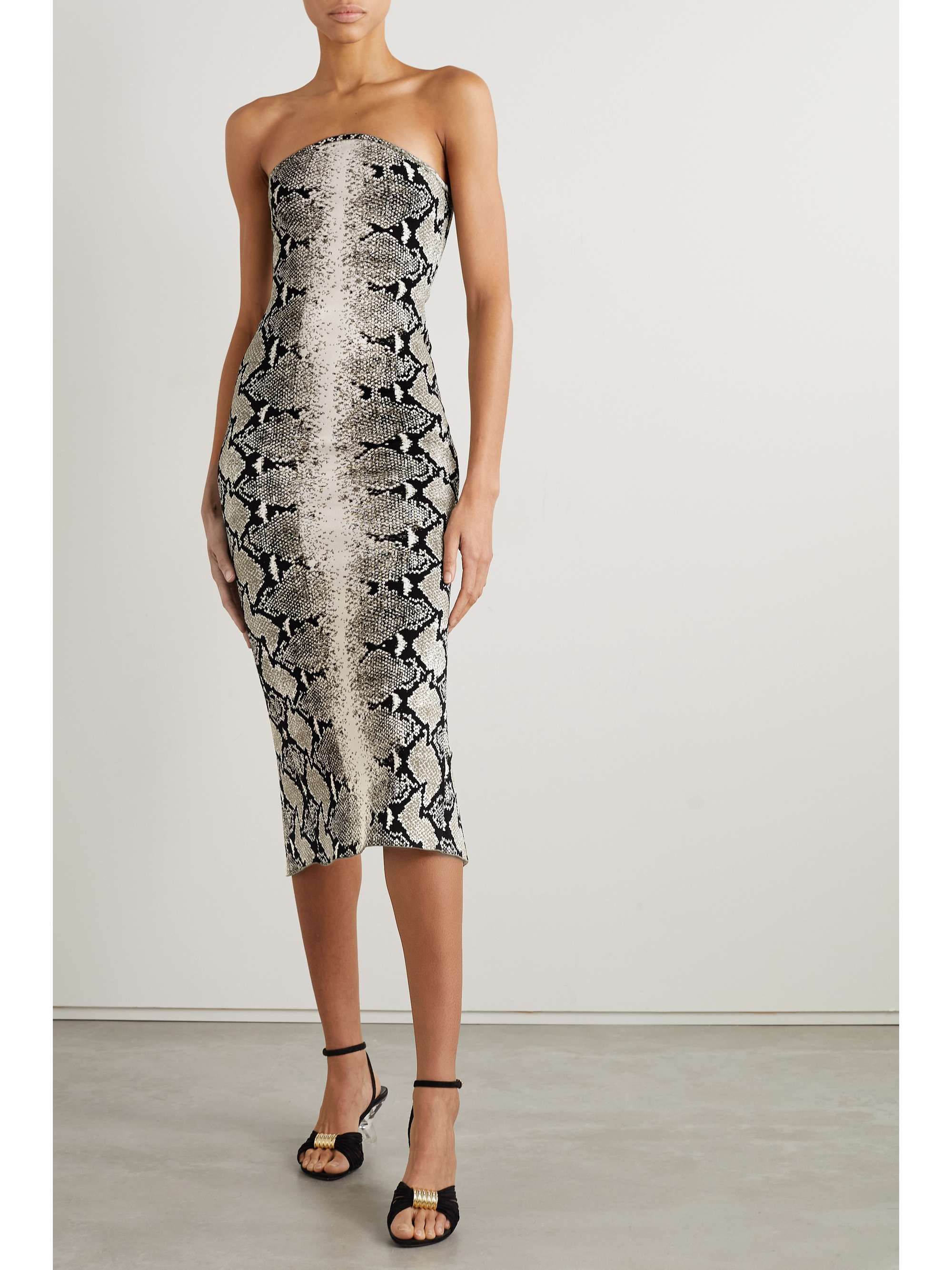 KHAITE Rumer trägerloses Midikleid aus Jacquard-Strick