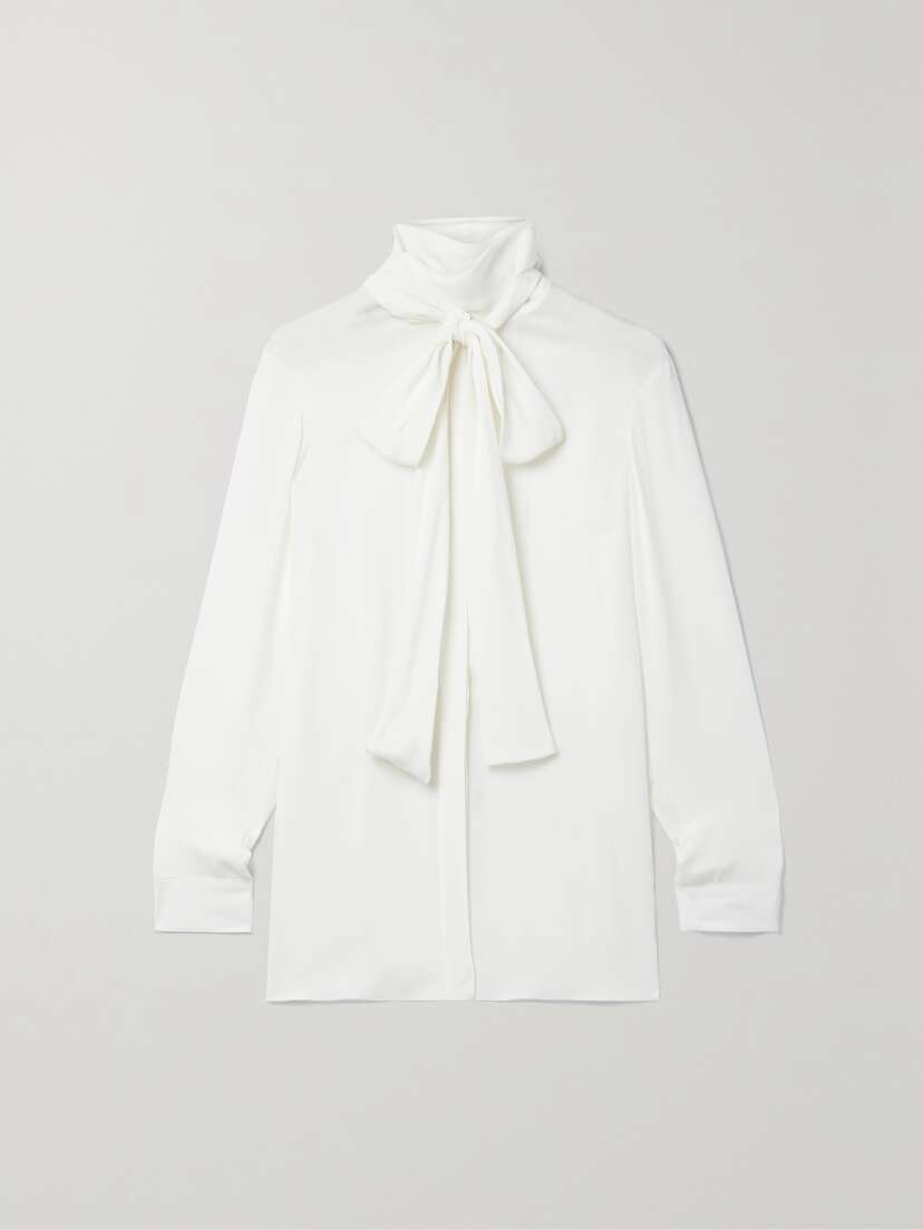 KHAITE Tash Pussy-bow Silk-chiffon Blouse