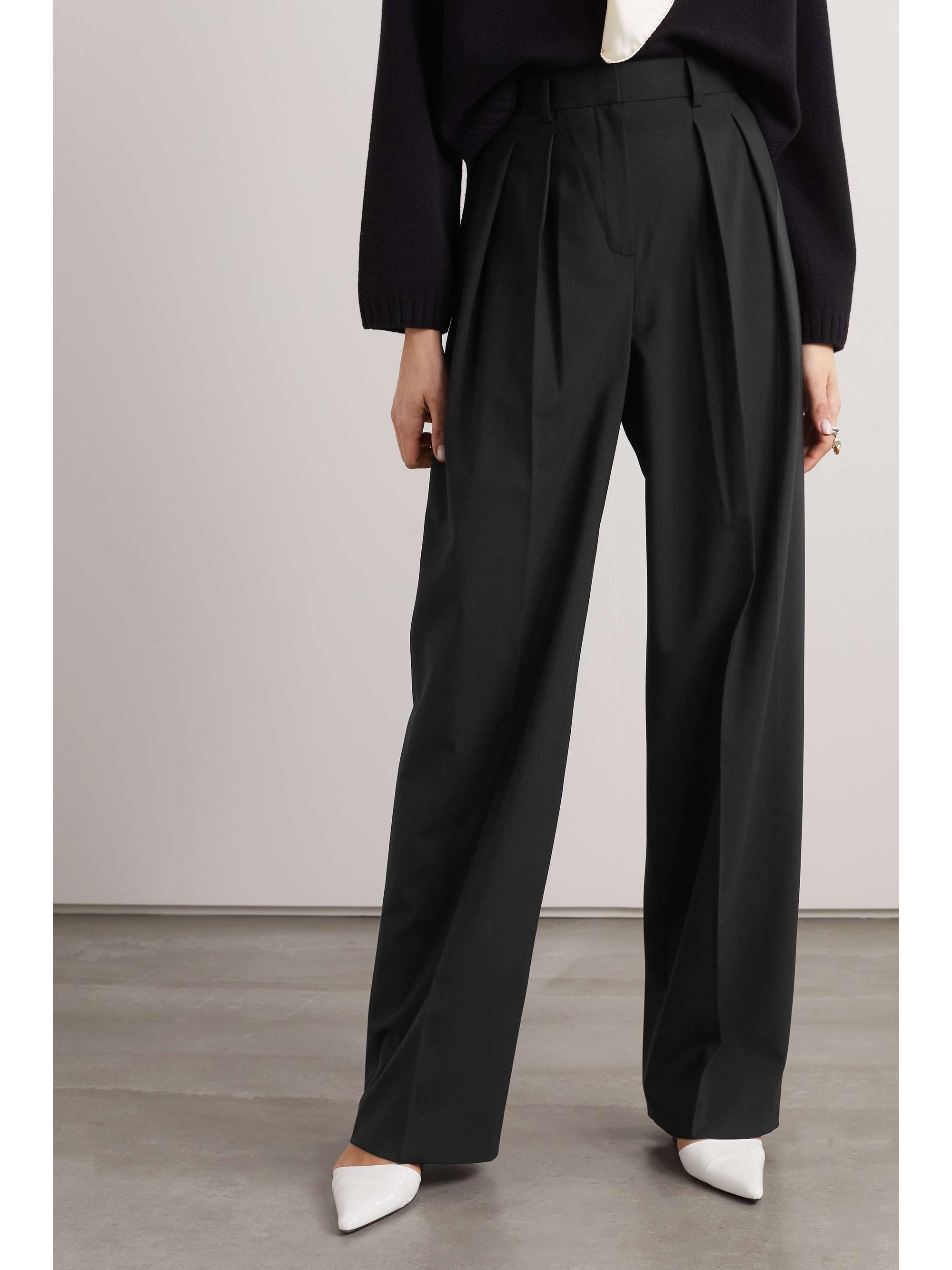 THEORY Pleated wool-blend wide-leg pants