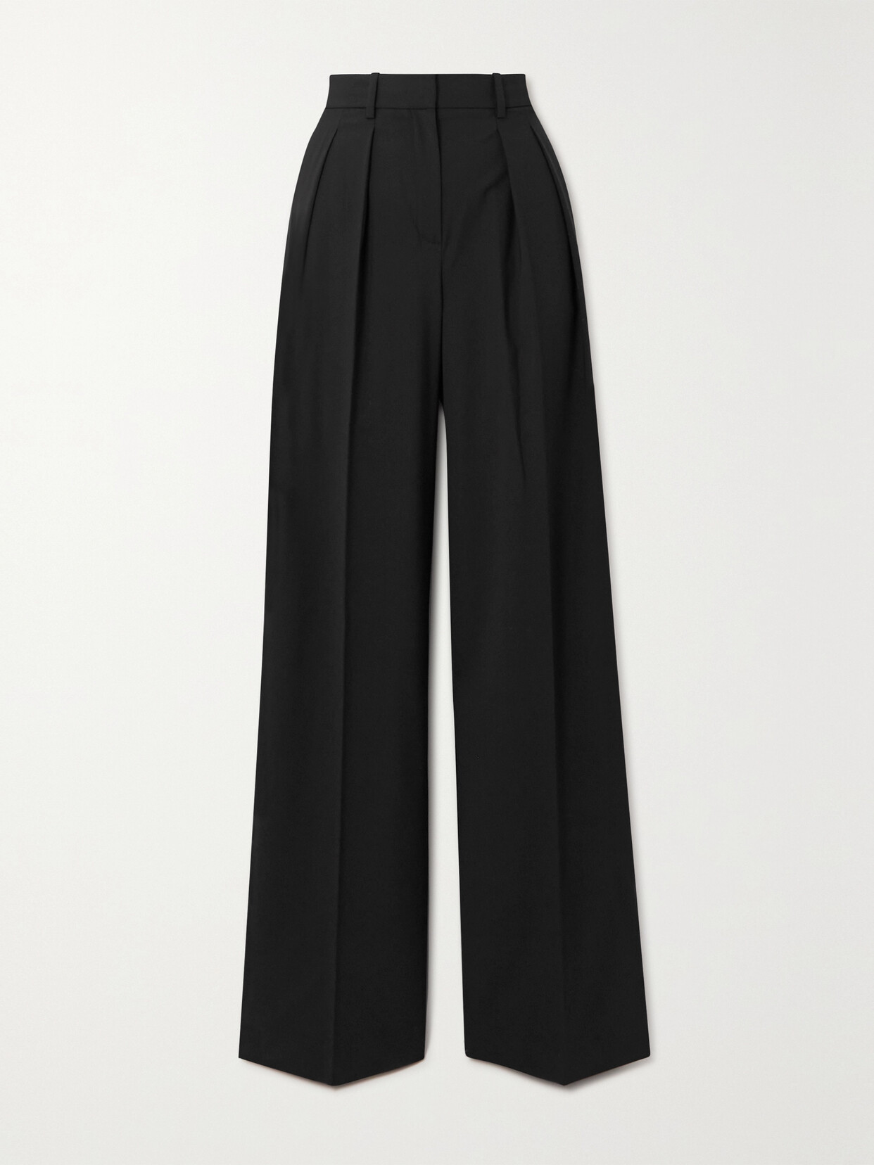 THEORY PLEATED WOOL-BLEND WIDE-LEG PANTS