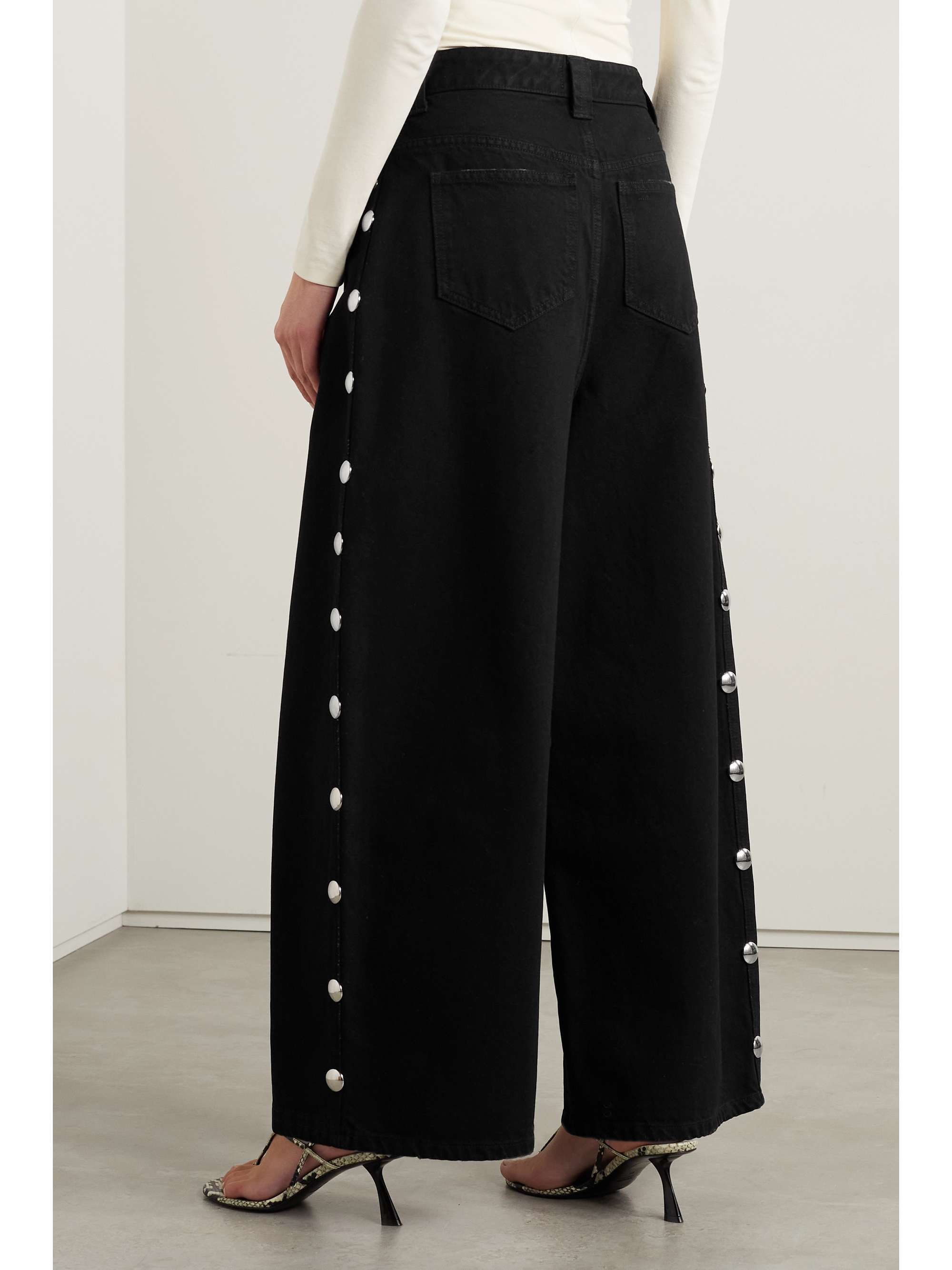 KHAITE Rapton studded highrise wideleg jeans NETAPORTER