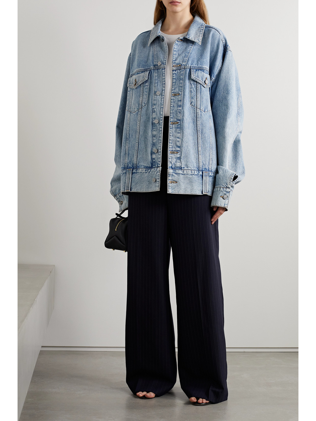 Shop Khaite Grizzo Oversized Denim Jacket In Blue