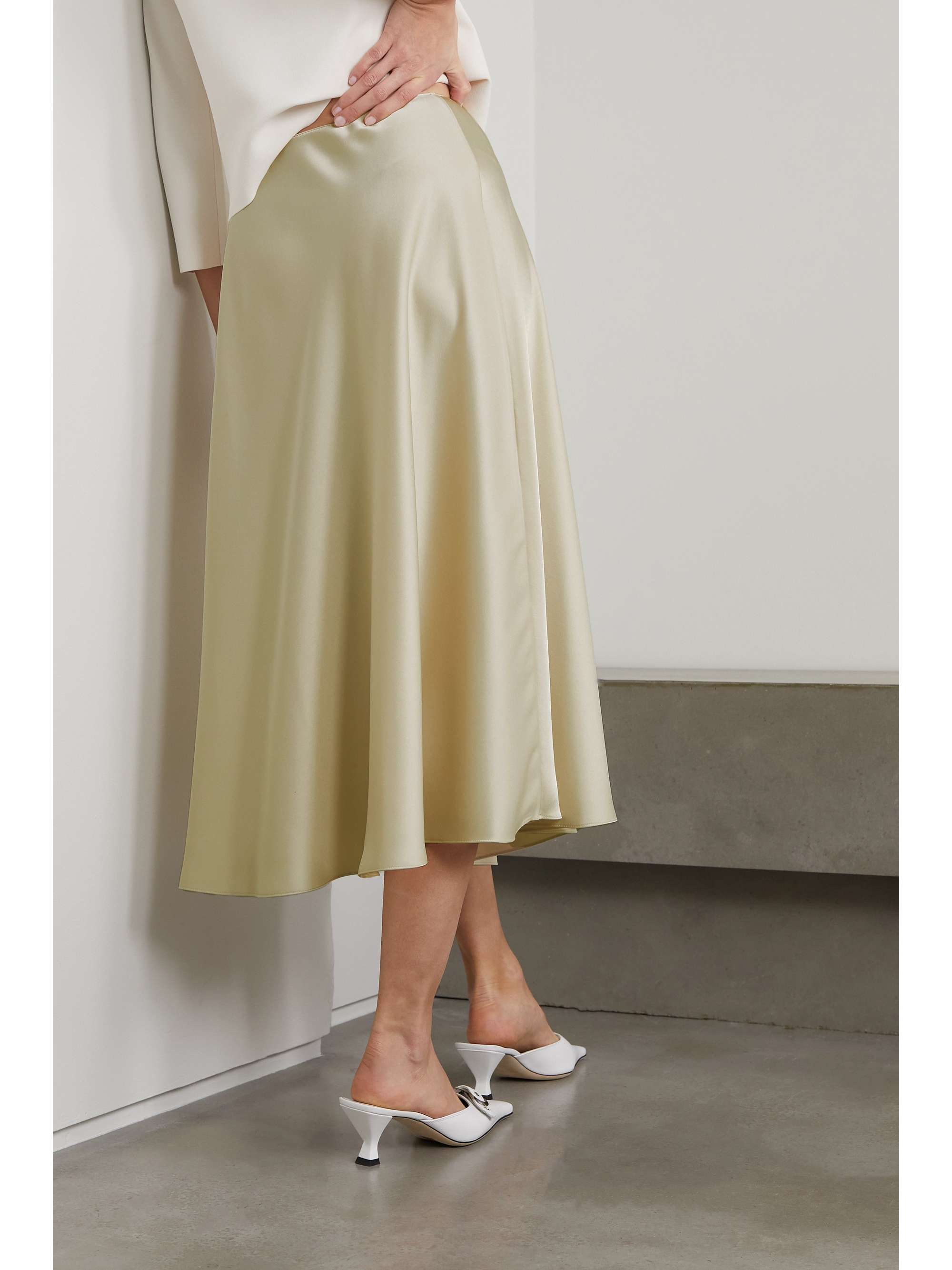THEORY Satin midi wrap skirt
