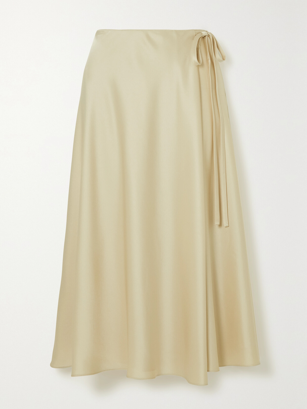 Theory - Satin Midi Wrap Skirt - Cream