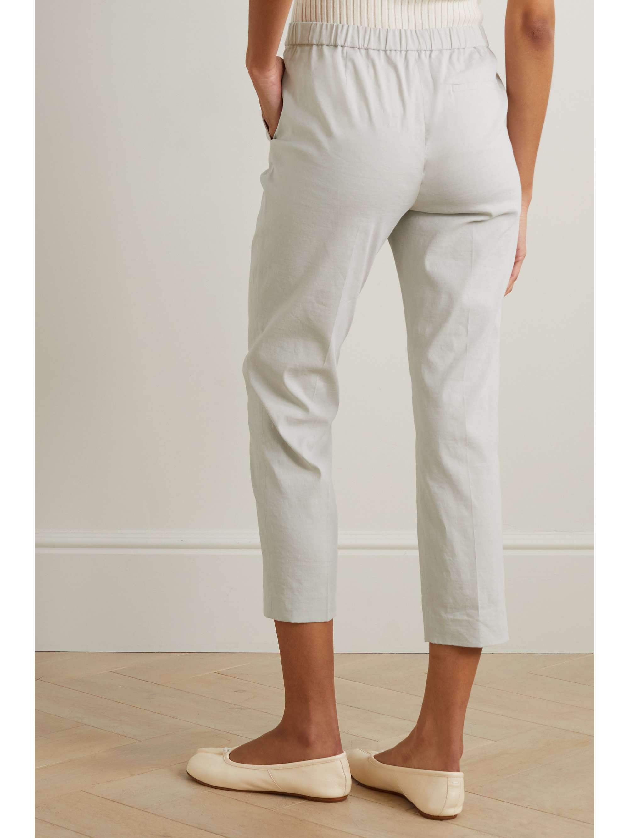 THEORY Treeca cropped stretch linen-blend straight-leg pants
