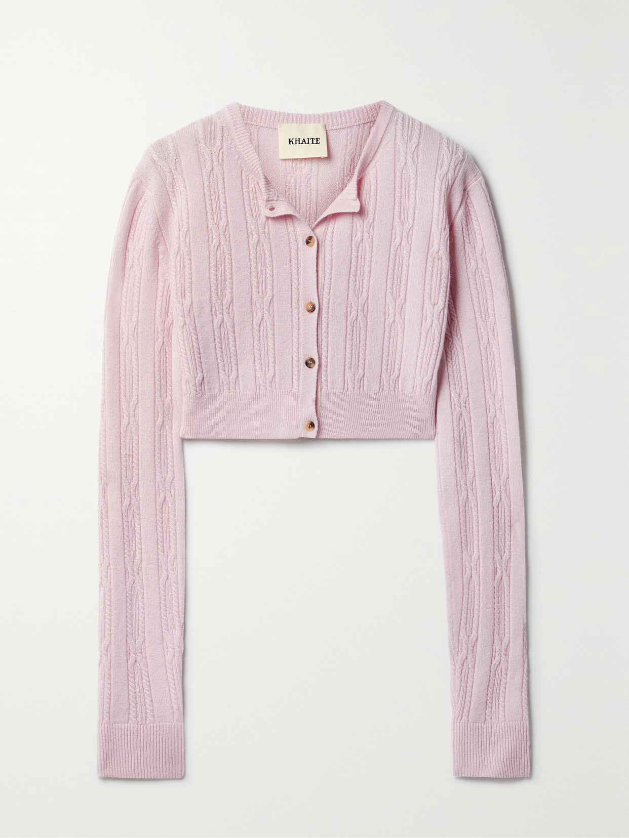 Khaite - Alaska Cable-knit Cashmere Cardigan - Pink