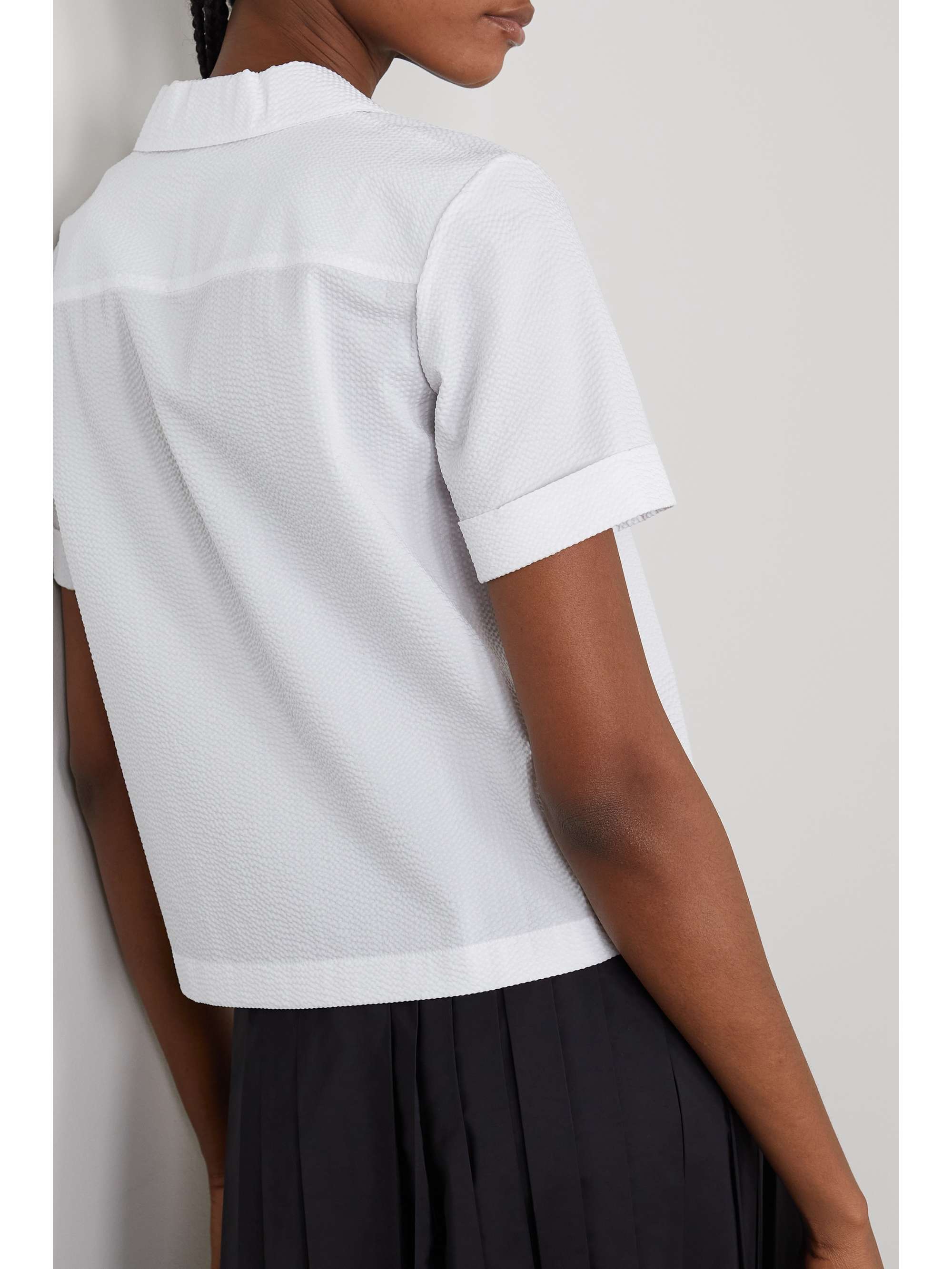 THEORY Cotton-blend cloqué shirt