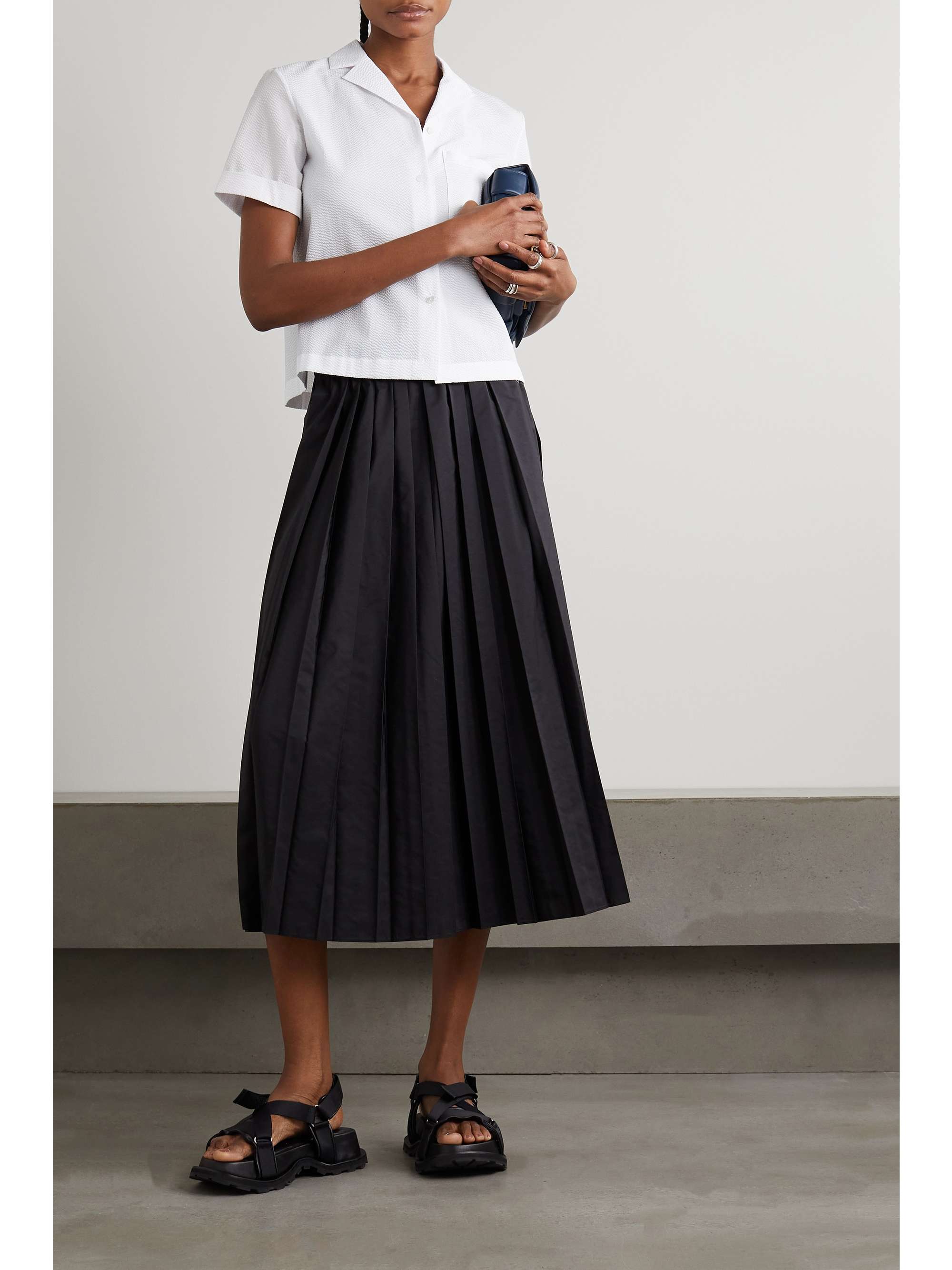 THEORY Cotton-blend cloqué shirt