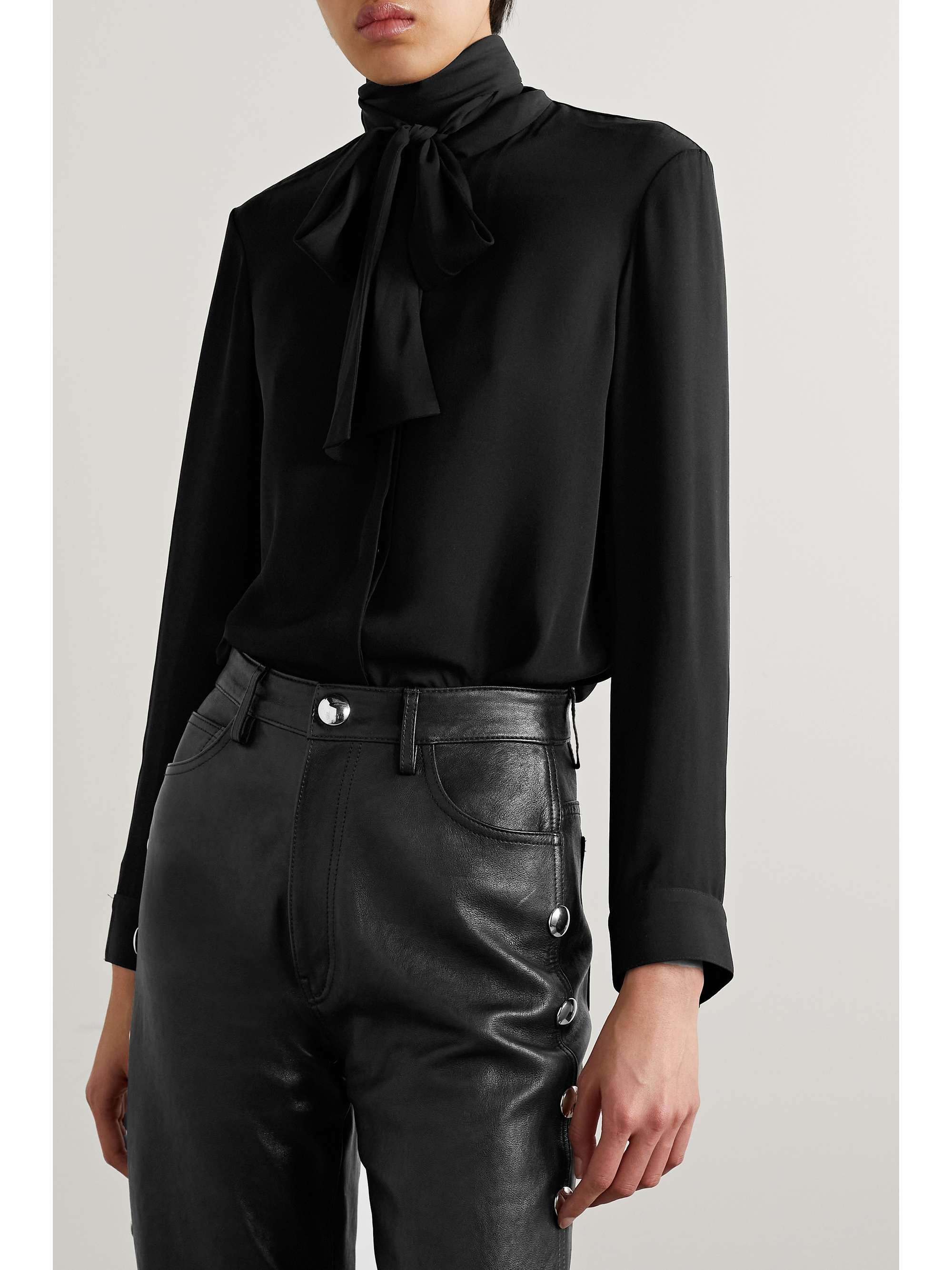 KHAITE Tash pussy-bow silk-chiffon blouse | NET-A-PORTER