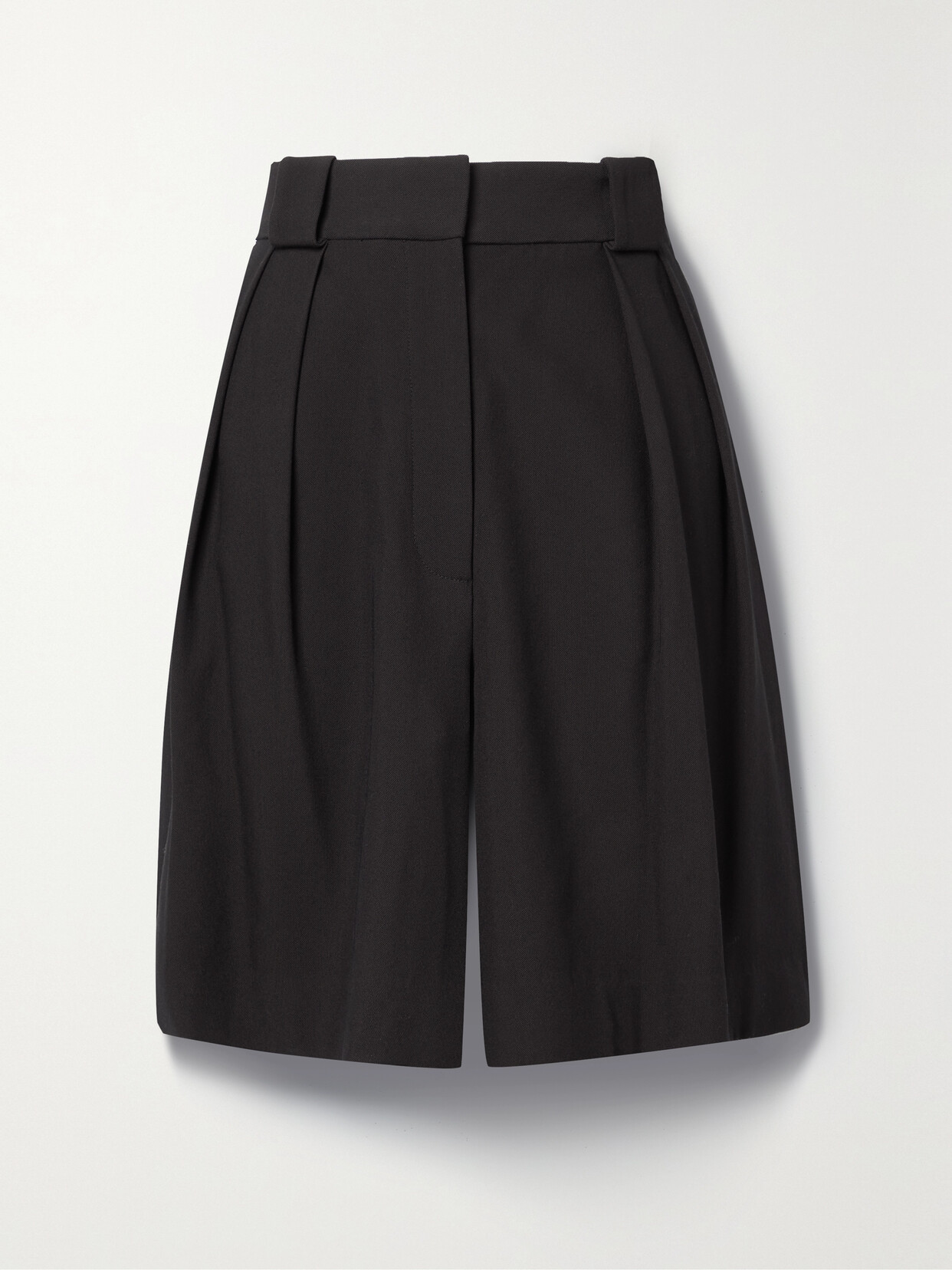 Khaite - Rillo Pleated Wool-blend Shorts - Brown