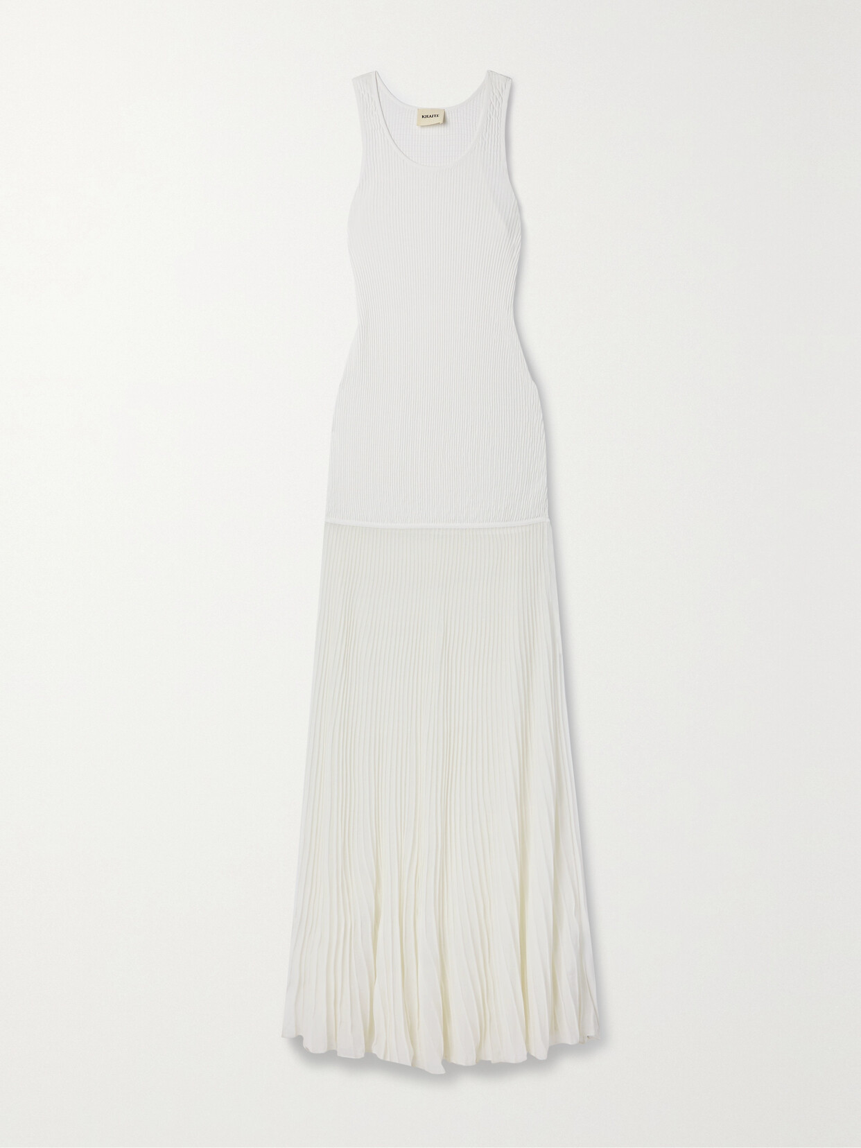 Khaite - Paneled Ribbed-knit Maxi Dress - White