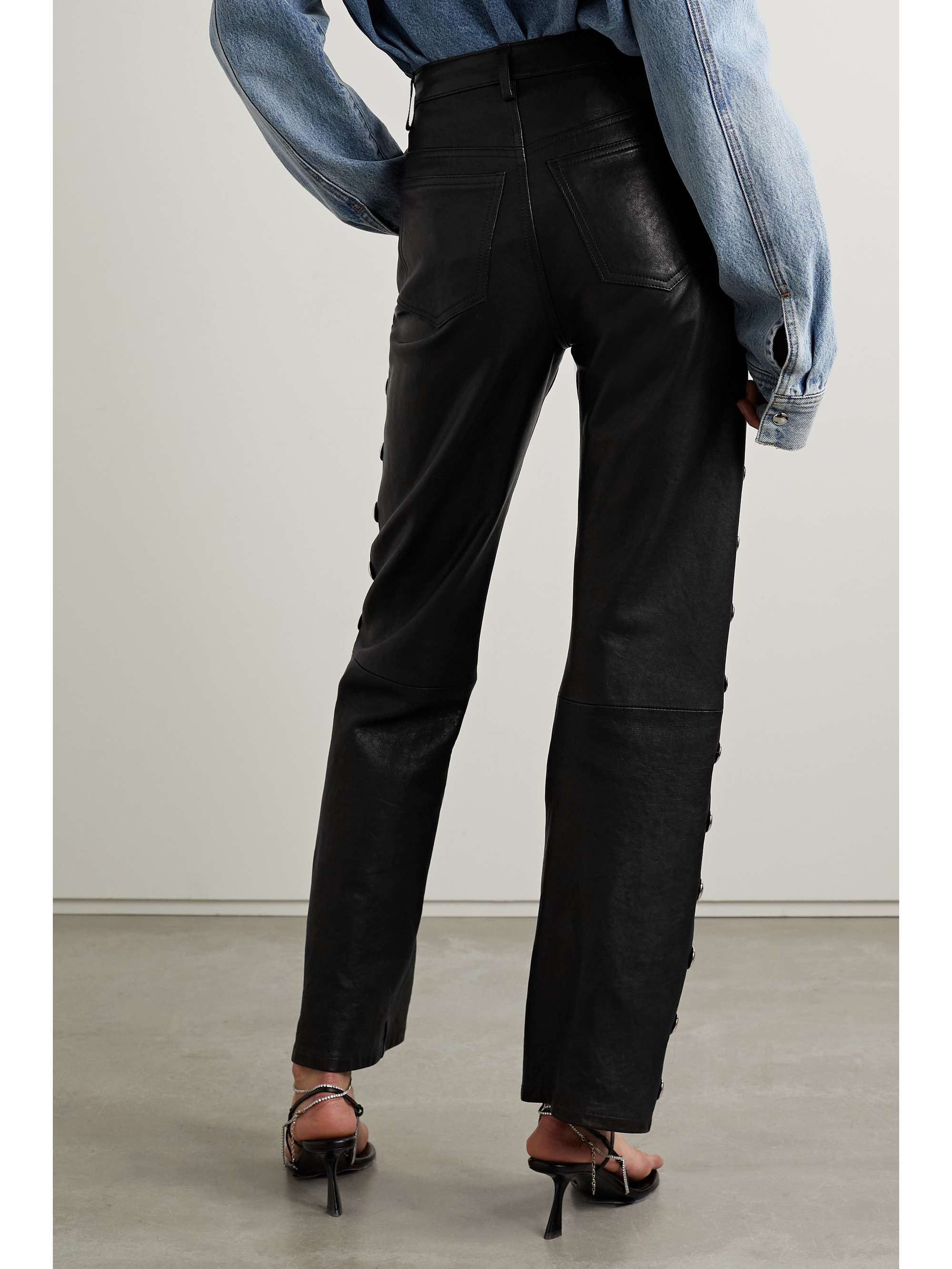 KHAITE Danielle embellished leather straight-leg pants
