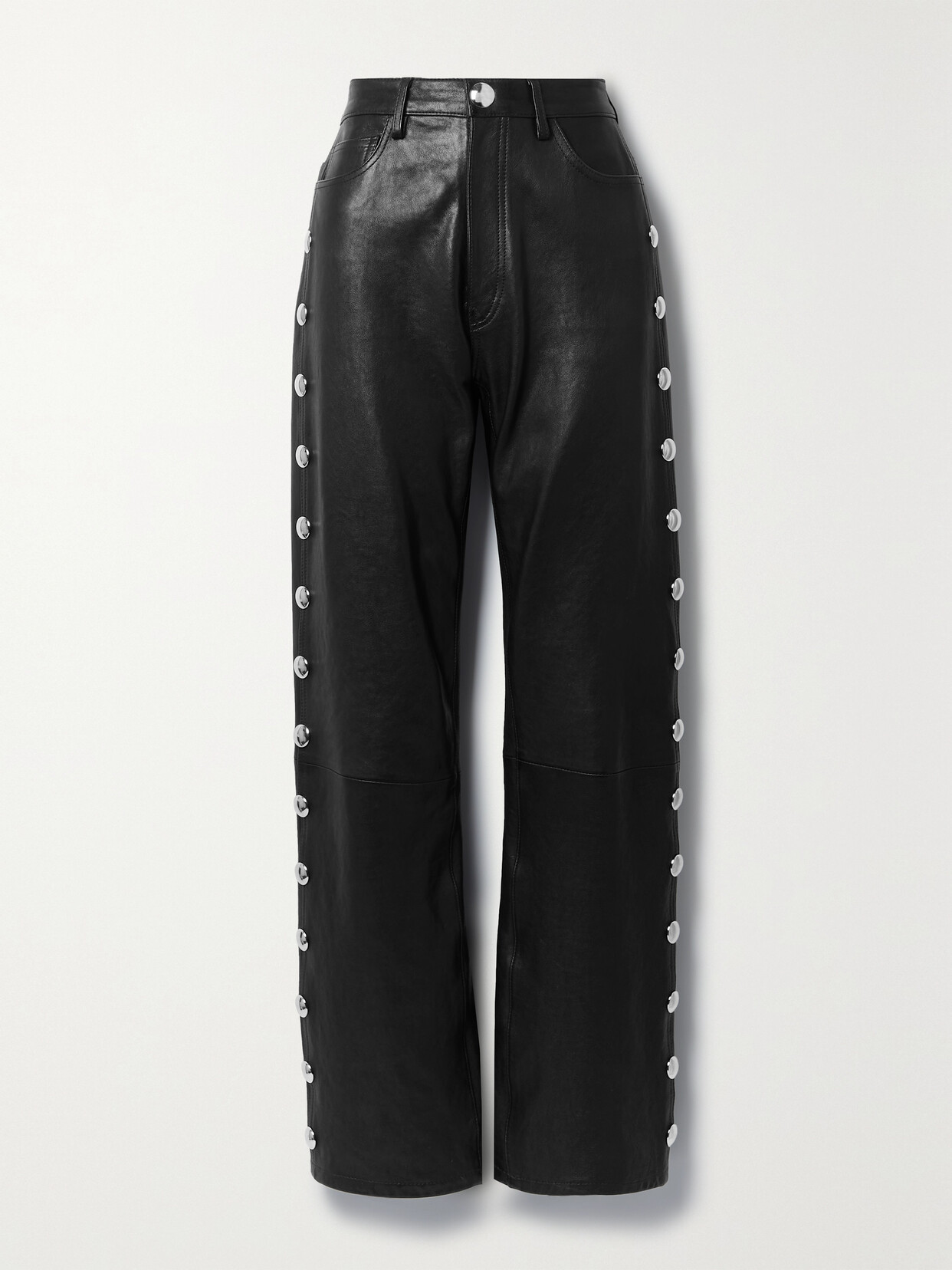 Khaite - Danielle Embellished Leather Straight-leg Pants - Black