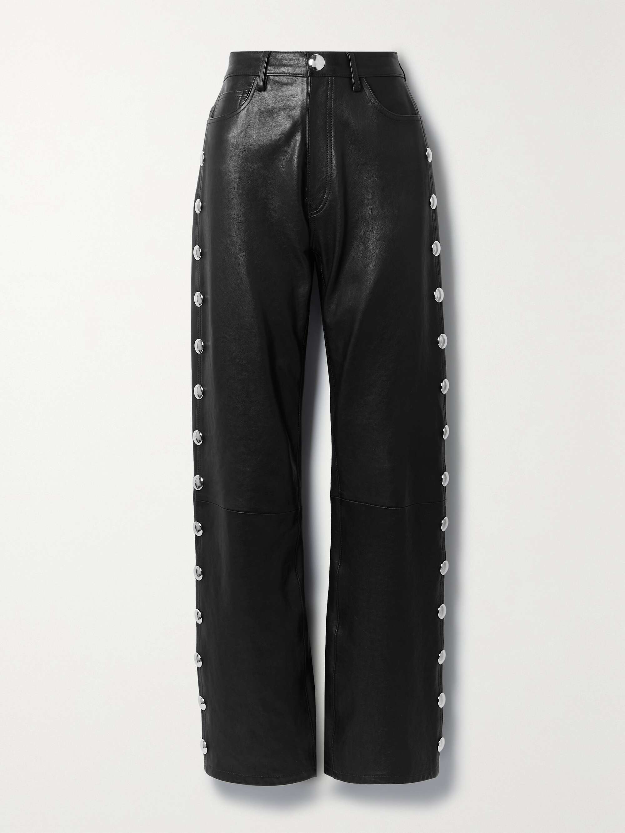 KHAITE Danielle embellished leather straight-leg pants | NET-A-PORTER