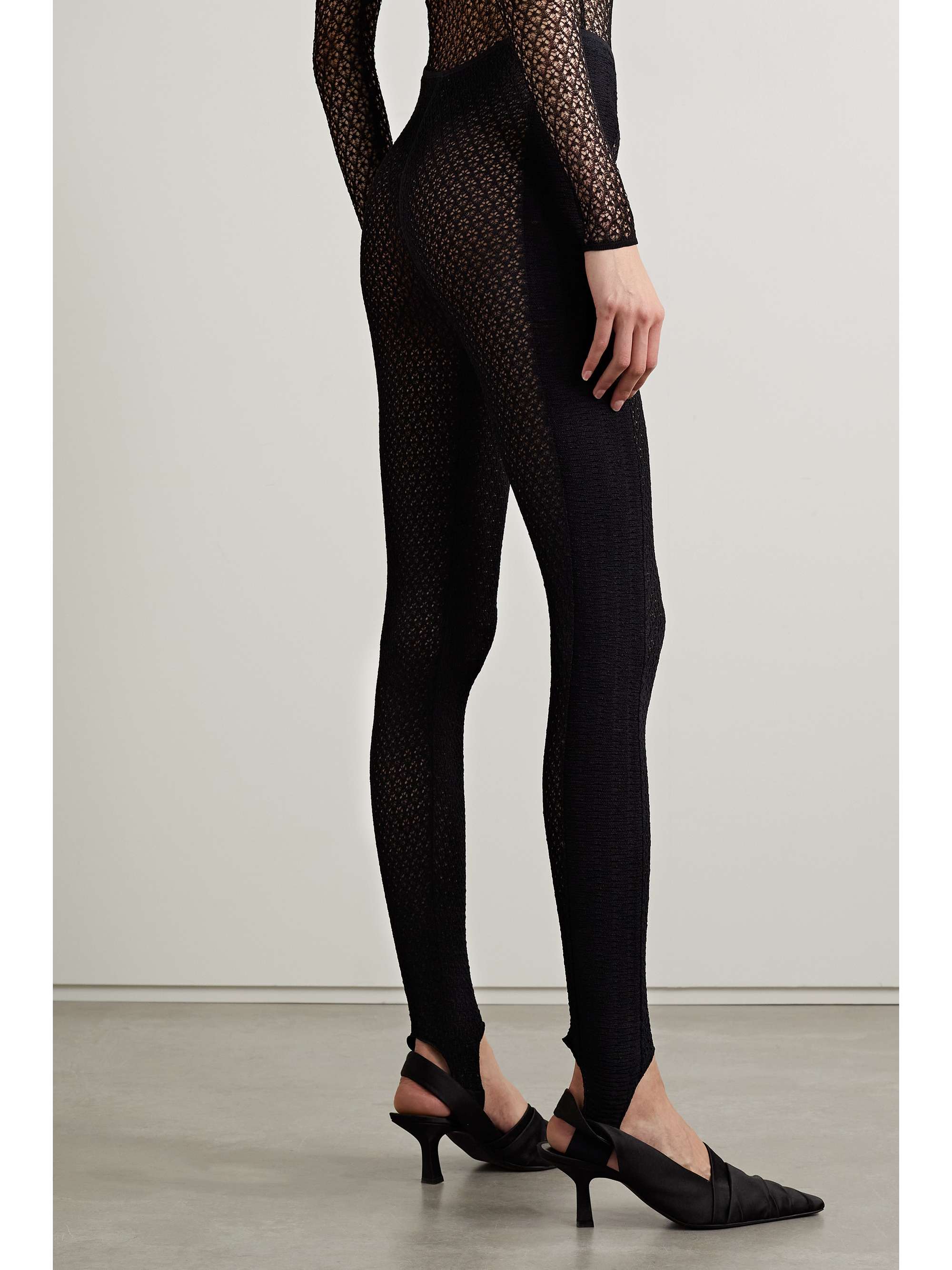 KHAITE Nepala crochet-knit stirrup leggings