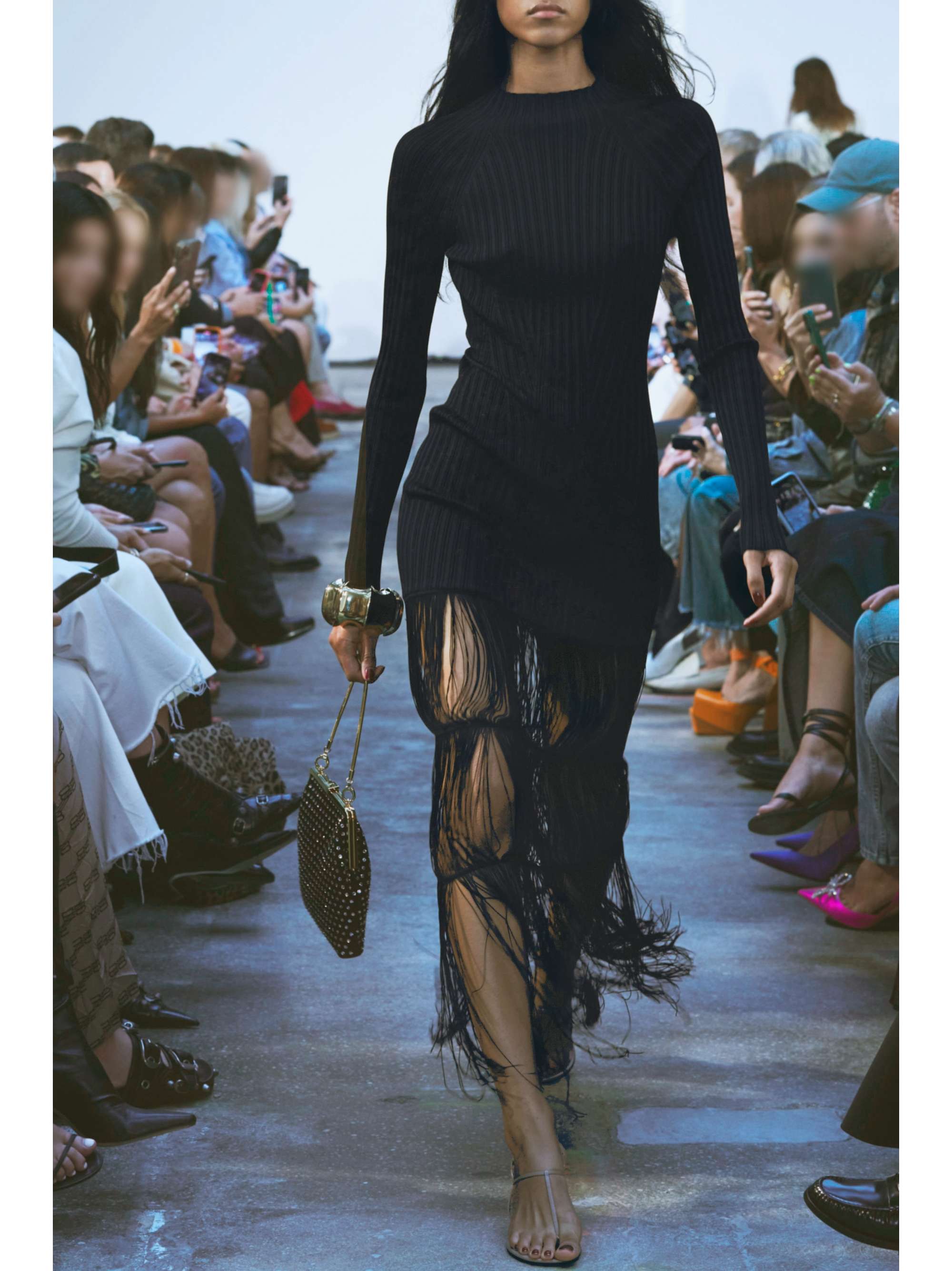 KHAITE Cedar fringed ribbed-knit maxi dress