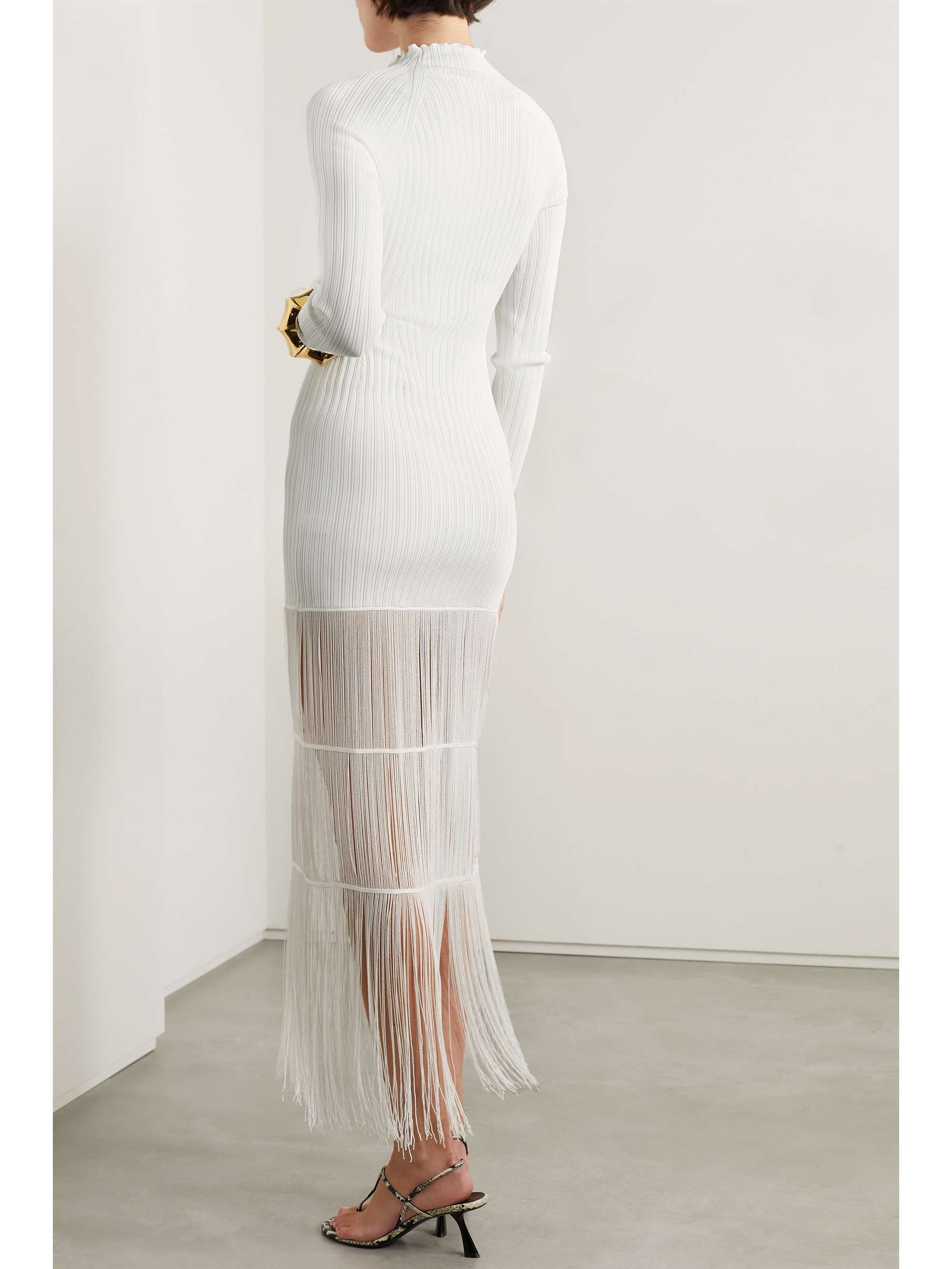 KHAITE Cedar fringed ribbedknit maxi dress NETAPORTER