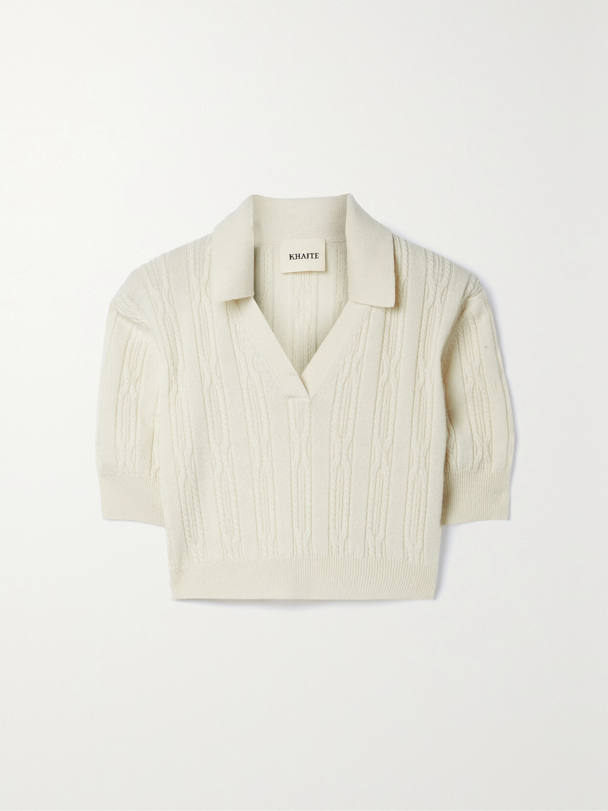 Khaite - Lylith Cropped Cable-knit Cashmere Sweater - Cream