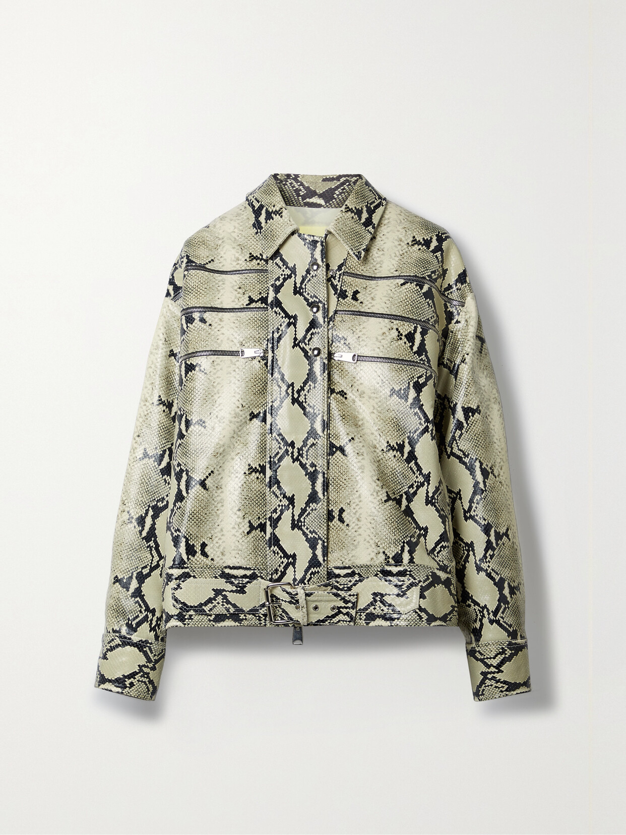 Khaite - Tania Snake-print Leather Jacket - Cream