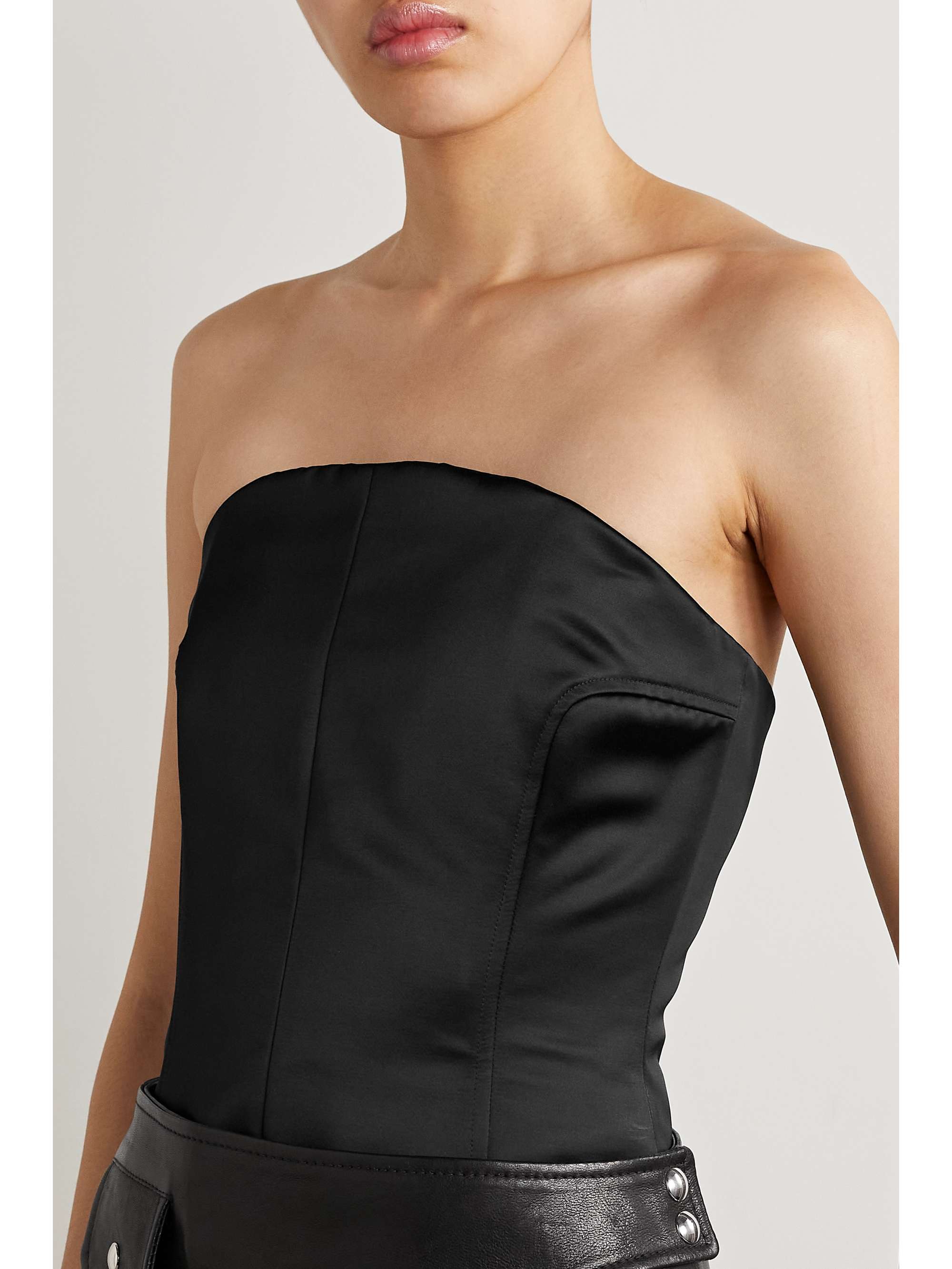 KHAITE Jay strapless duchesse cottonblend satin bustier top NETAPORTER