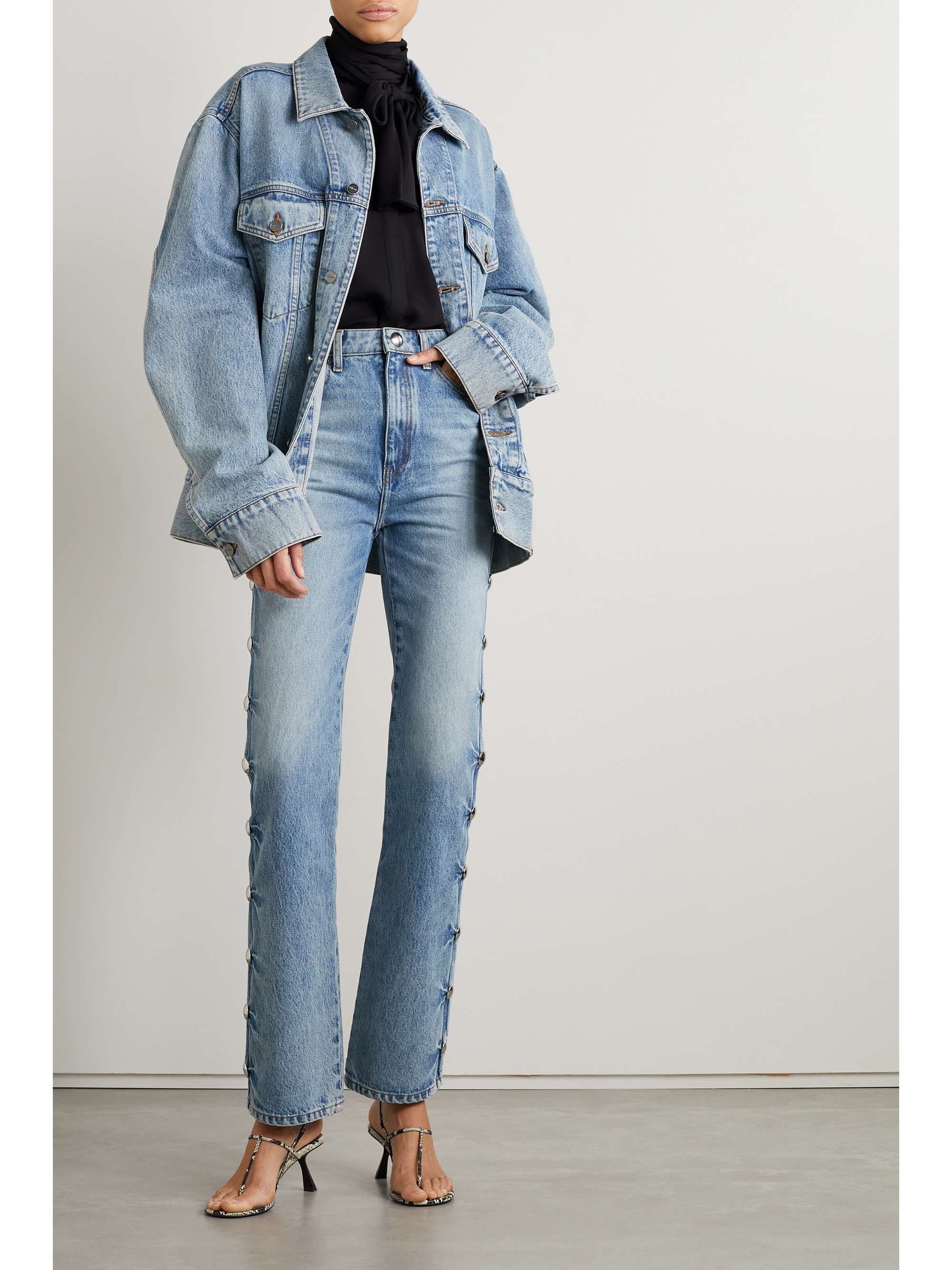 KHAITE Danielle studded high-rise straight-leg jeans | NET-A-PORTER