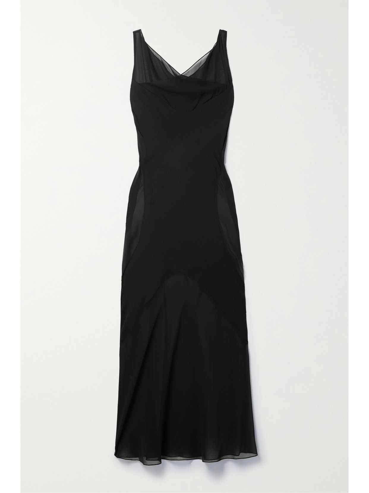 Khaite - Aminah Draped Layered Silk-chiffon Midi Dress - Black