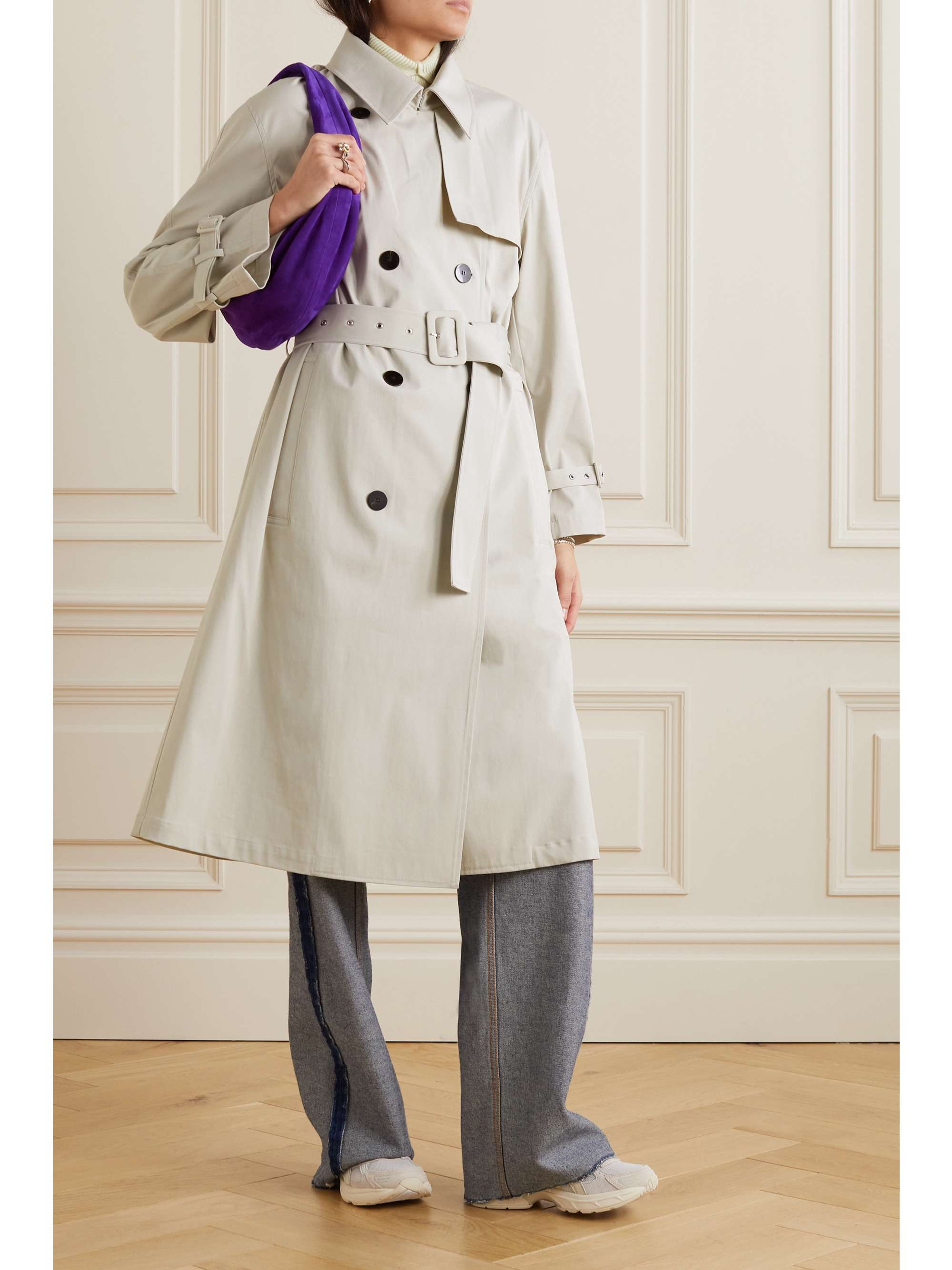 THEORY Belted double-breasted cotton-blend gabardine trench coat