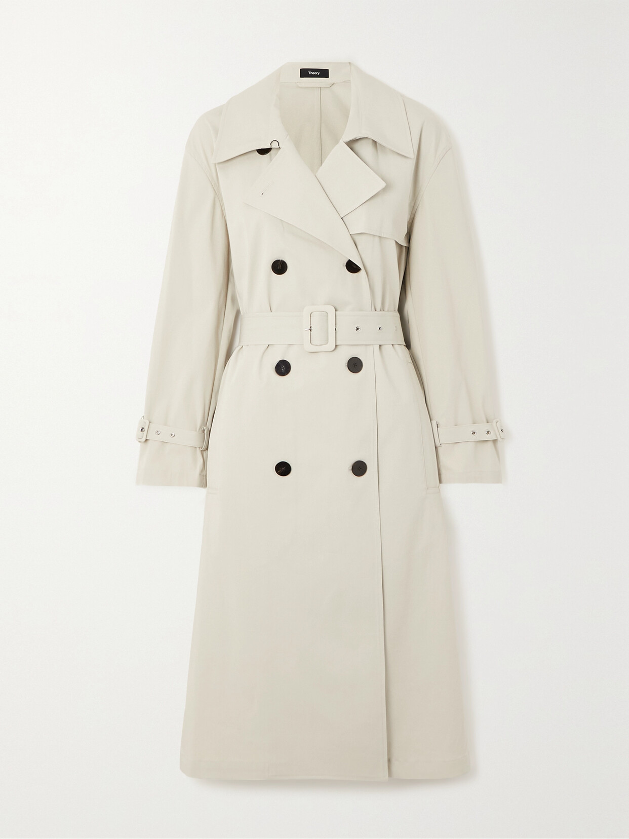 Theory - Belted Double-breasted Cotton-blend Gabardine Trench Coat - Neutrals