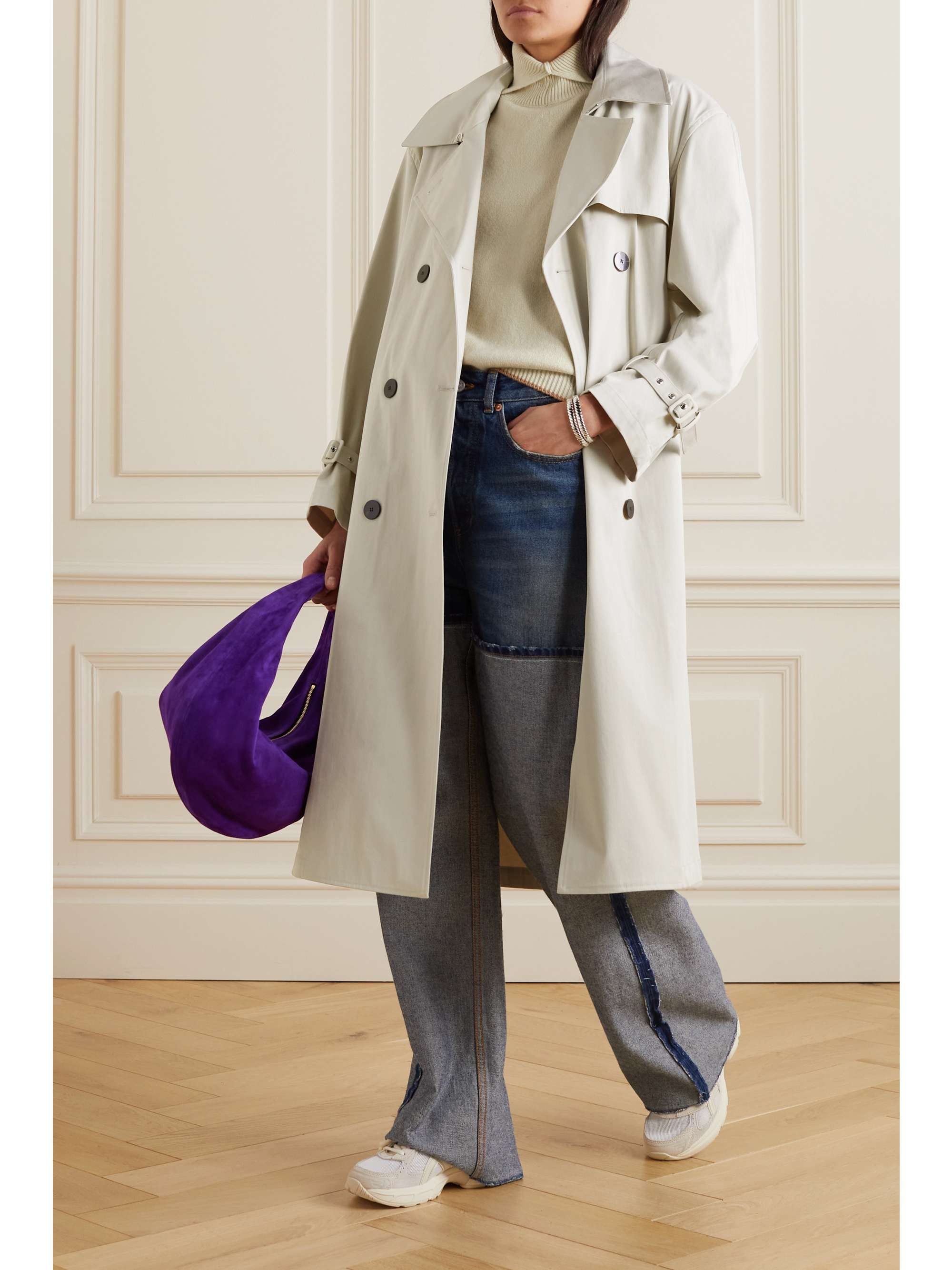 THEORY Belted double-breasted cotton-blend gabardine trench coat