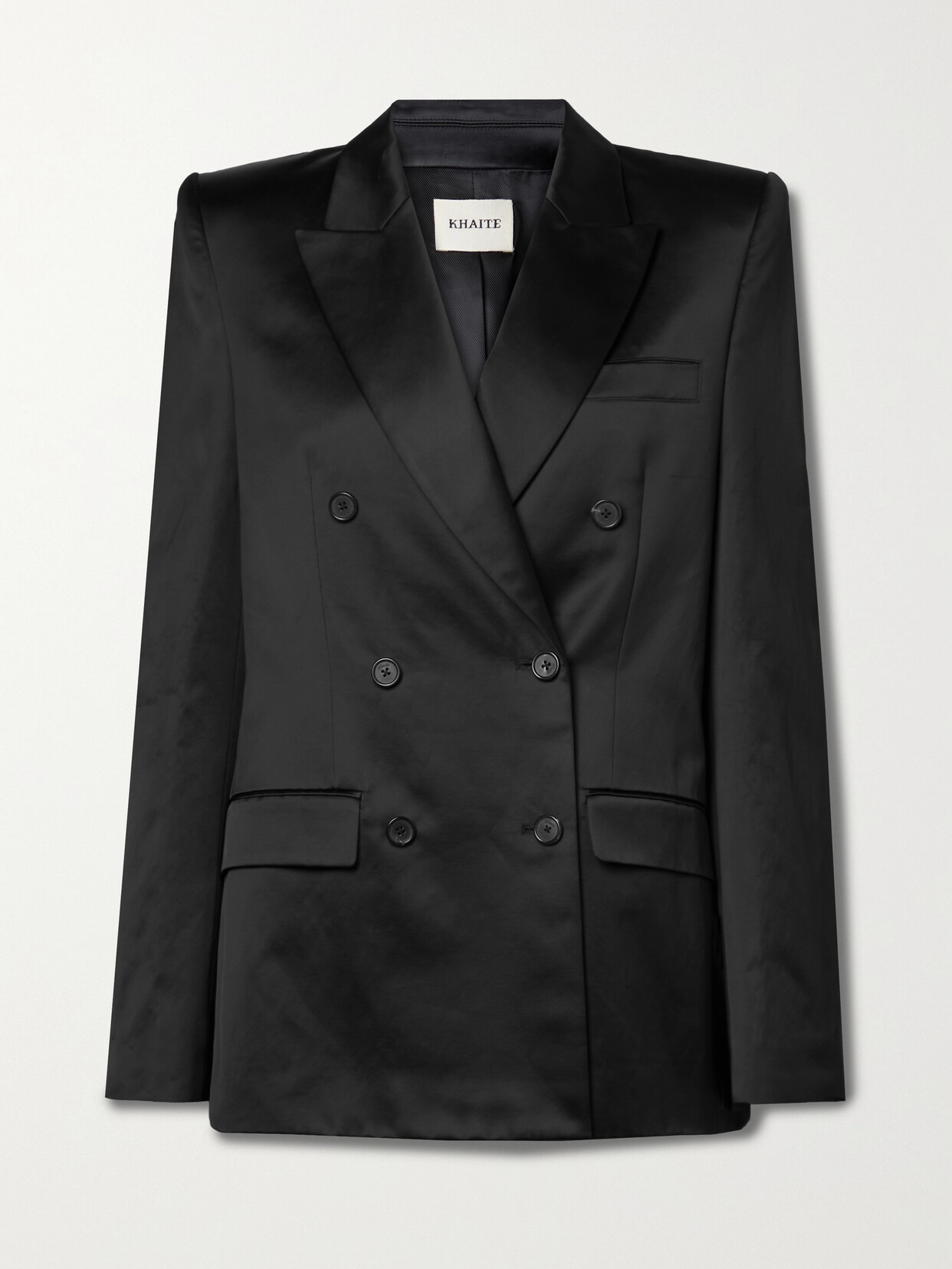 KHAITE NATHAN DOUBLE-BREASTED COTTON-BLEND SATIN BLAZER