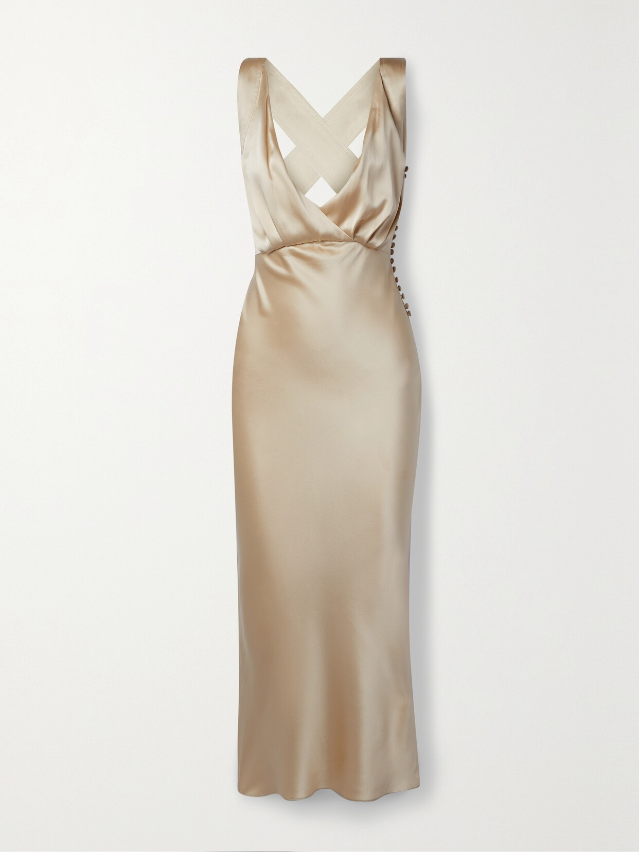 Shop Khaite Milo Silk-satin Midi Dress In Ecru