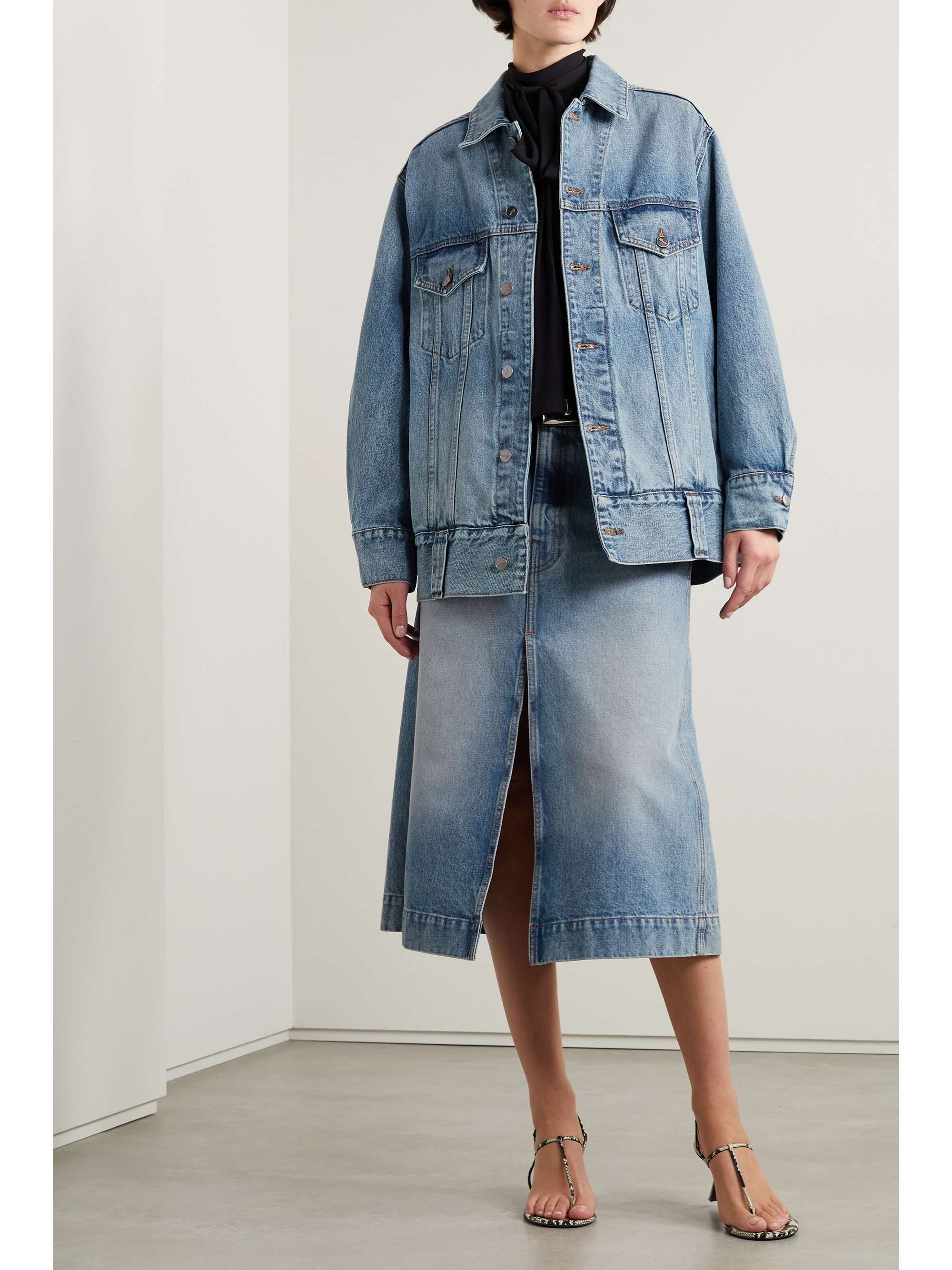 KHAITE Charlene denim skirt