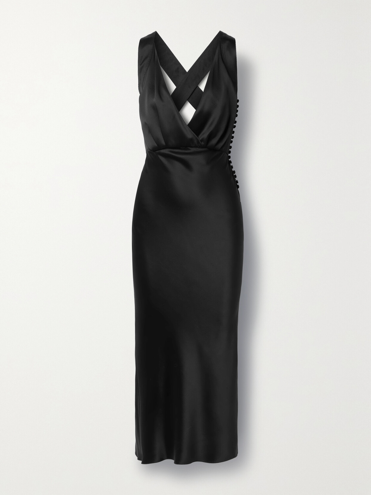 Khaite Milo Silk-satin Midi Dress - Black