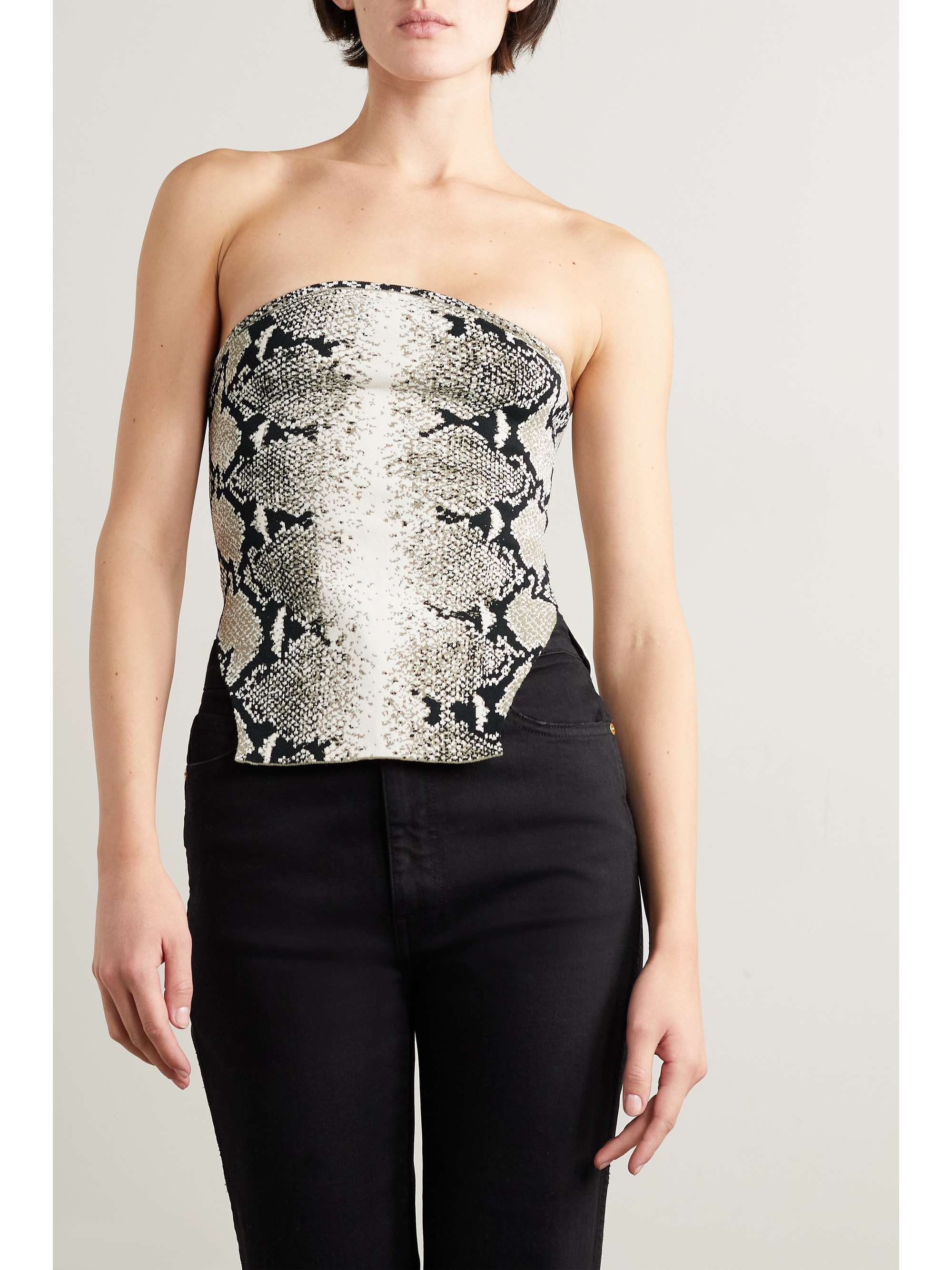 KHAITE Dillon trägerloses Bustier aus Jacquard-Strick