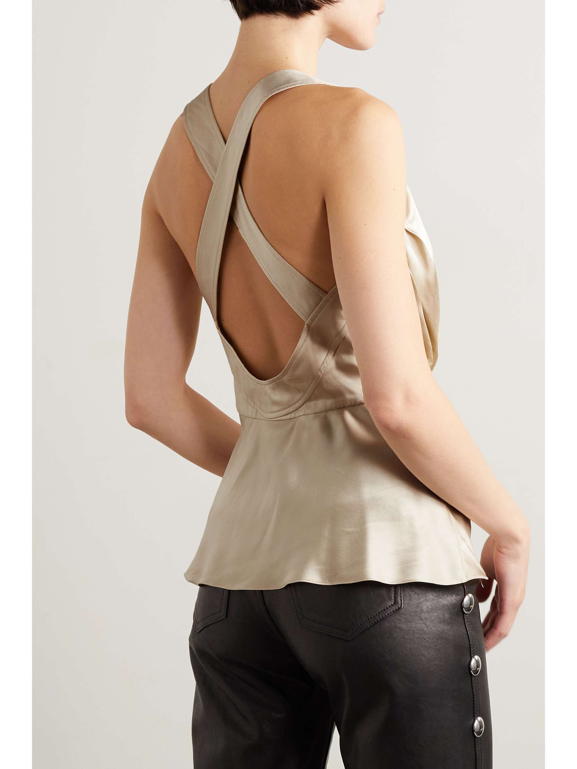 KHAITE Oli draped silk-satin tank