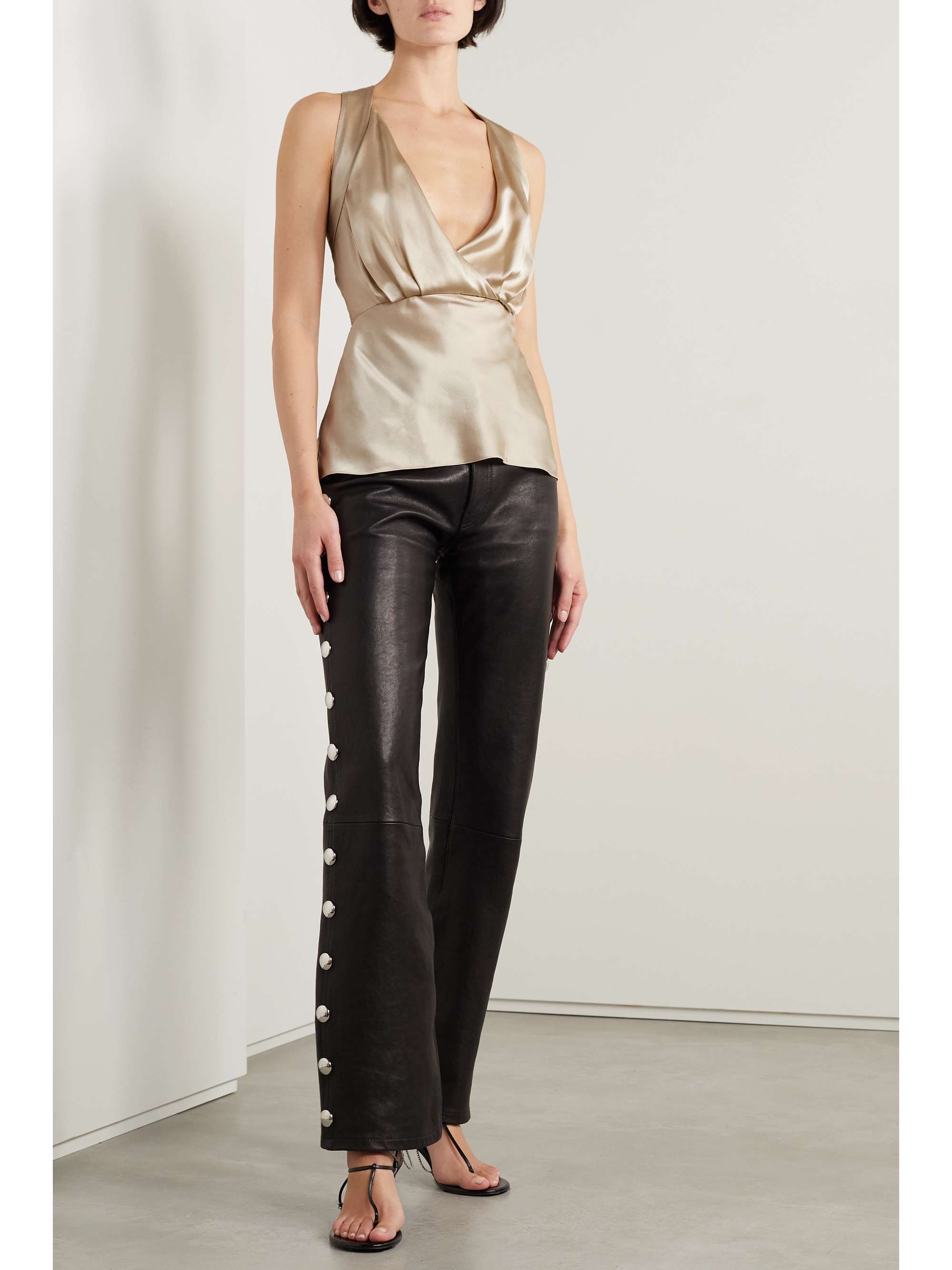 KHAITE Oli draped silk-satin tank