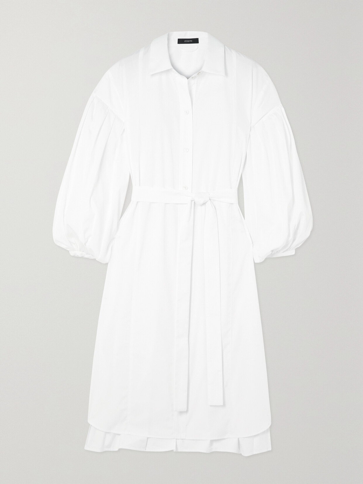 Joseph - Montague Belted Pleated Cotton-poplin Shirt Dress - White