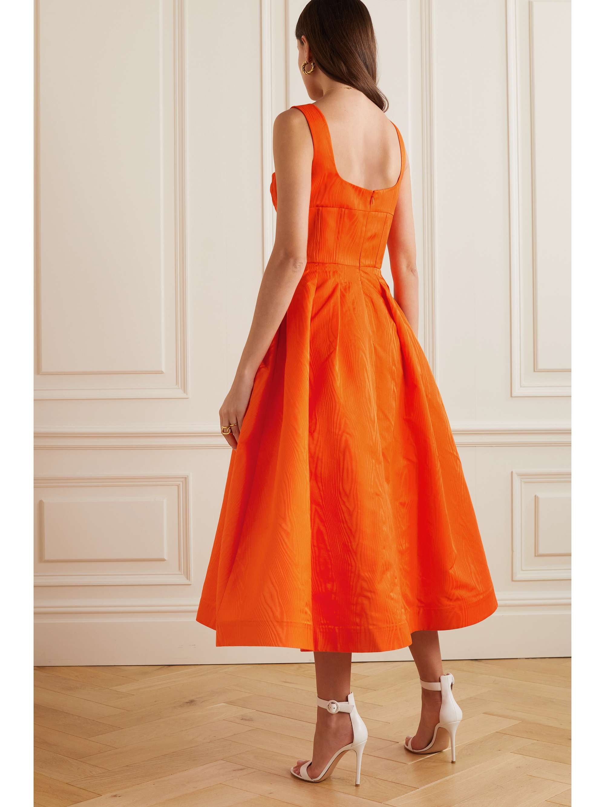 REBECCA VALLANCE Oceane pleated moire midi dress