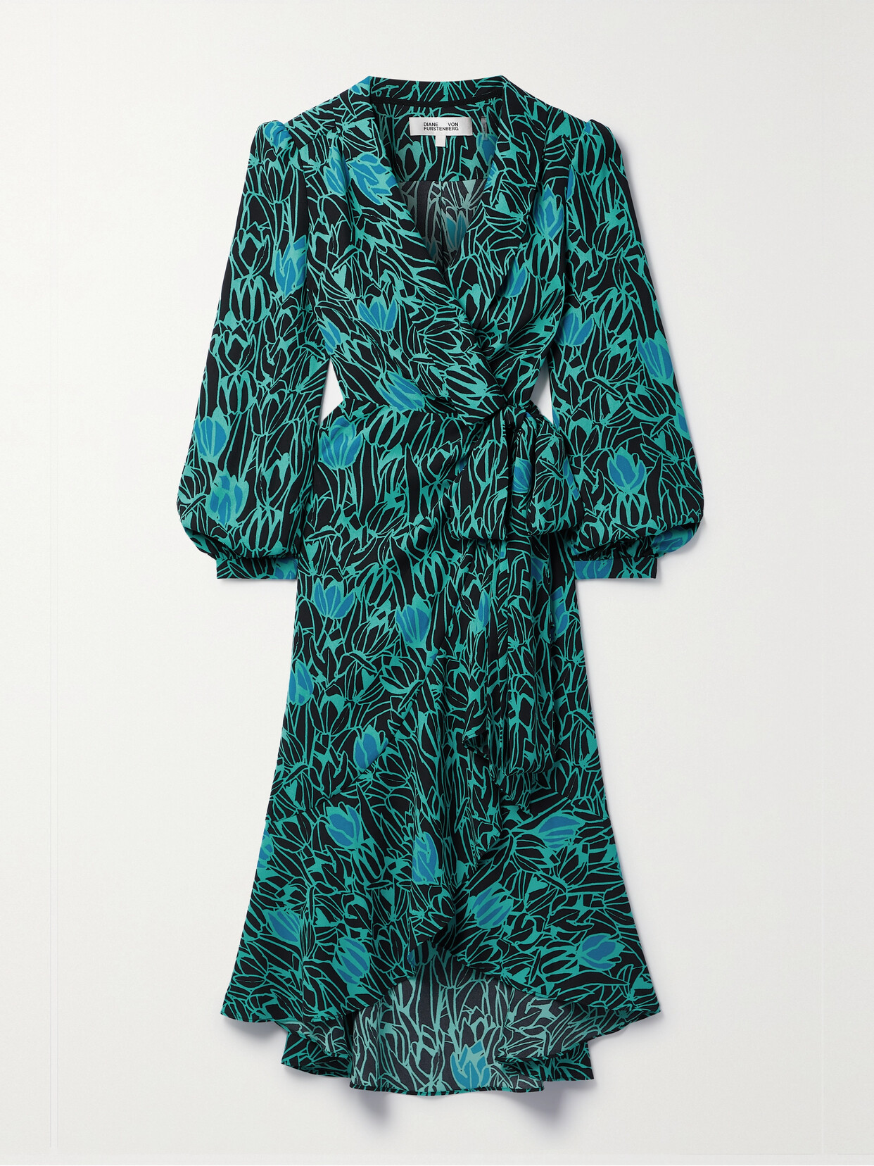 Diane von Furstenberg - Carla Asymmetric Floral-print Crepe Wrap Dress - Blue