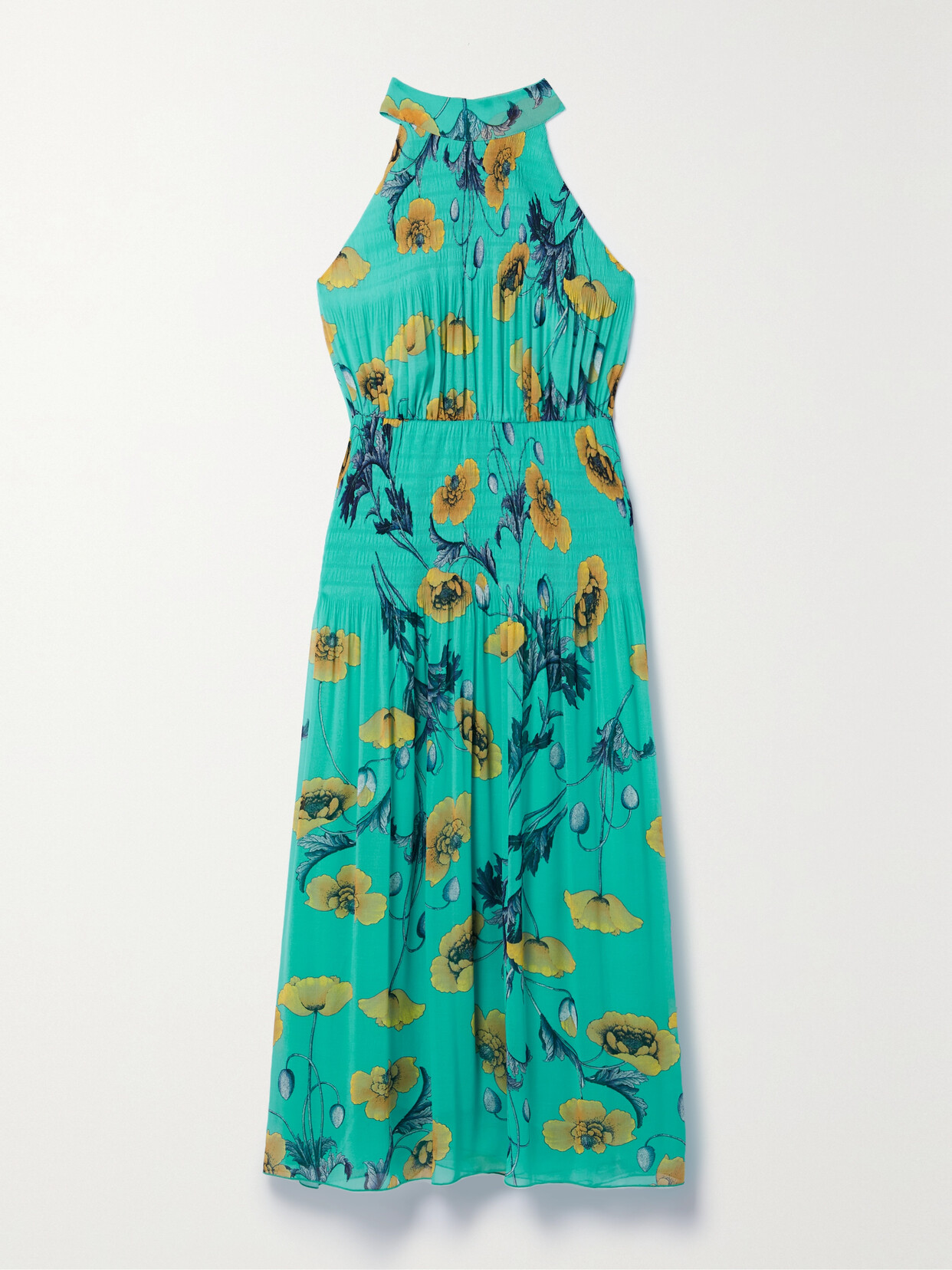 Diane von Furstenberg - Lupin Shirred Floral-print Chiffon Midi Dress - Blue