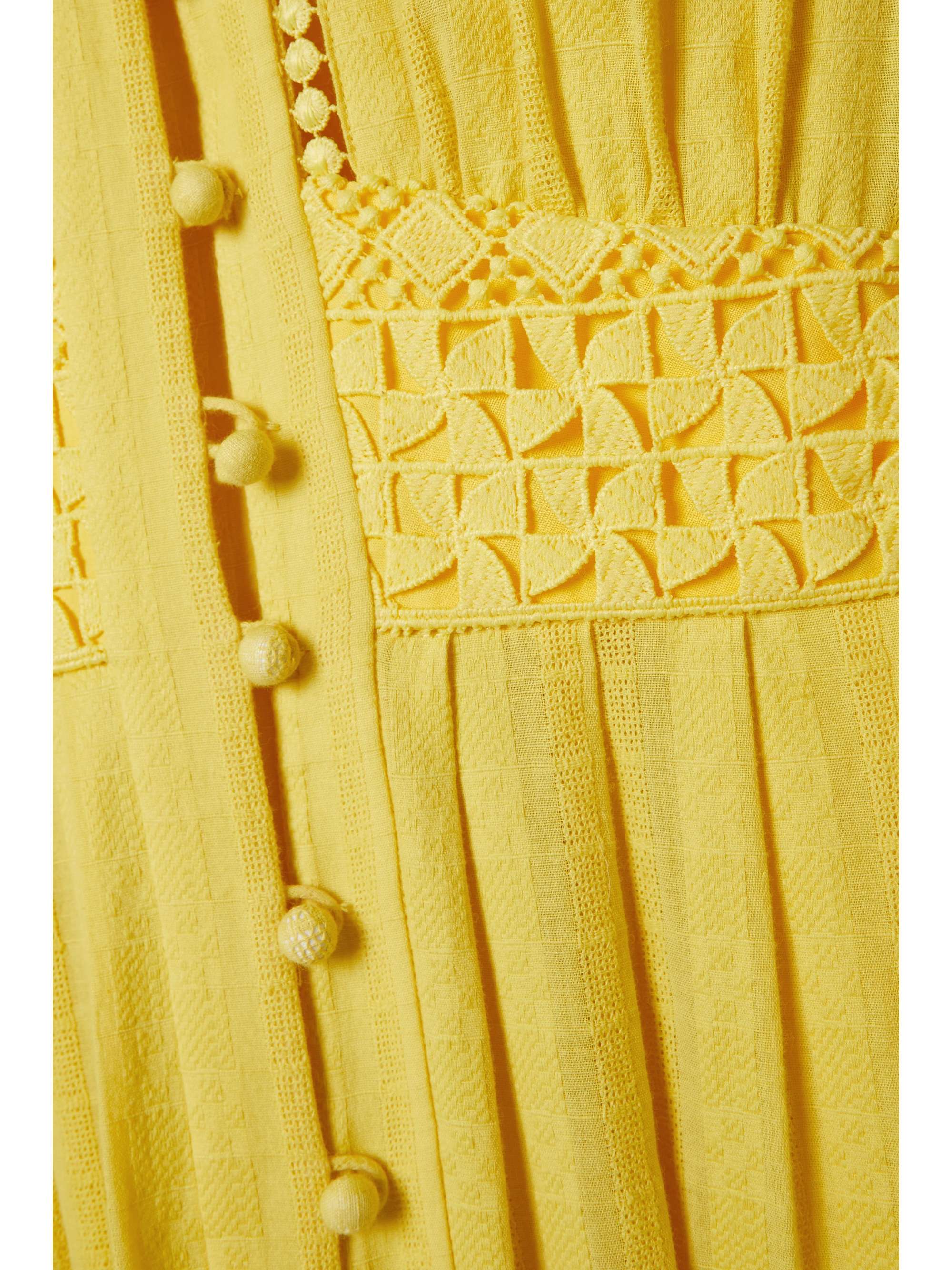 Bright yellow Gigi crochettrimmed cottonvoile midi dress DIANE VON