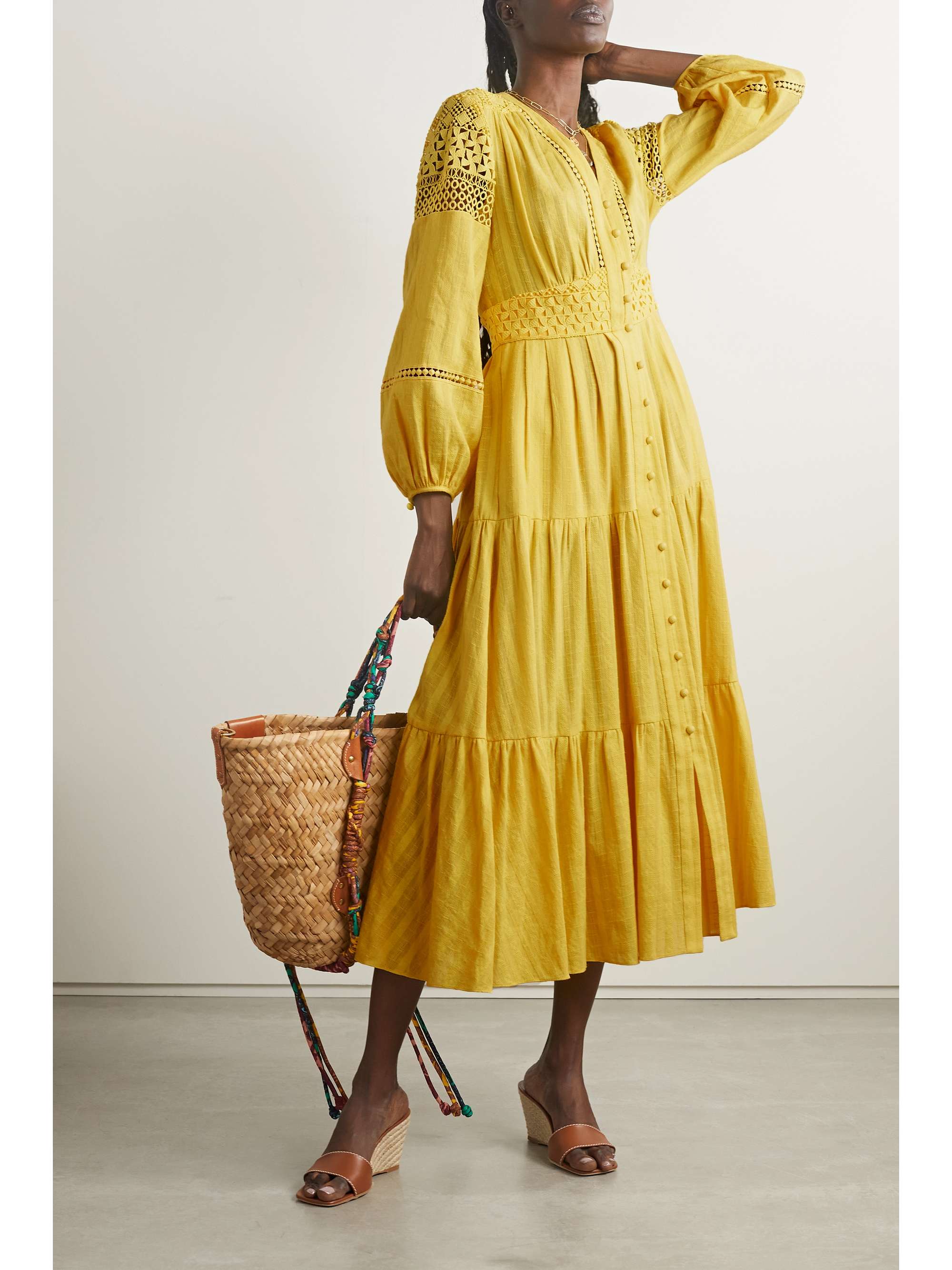 DIANE VON FURSTENBERG Gigi crochettrimmed cottonvoile midi dress