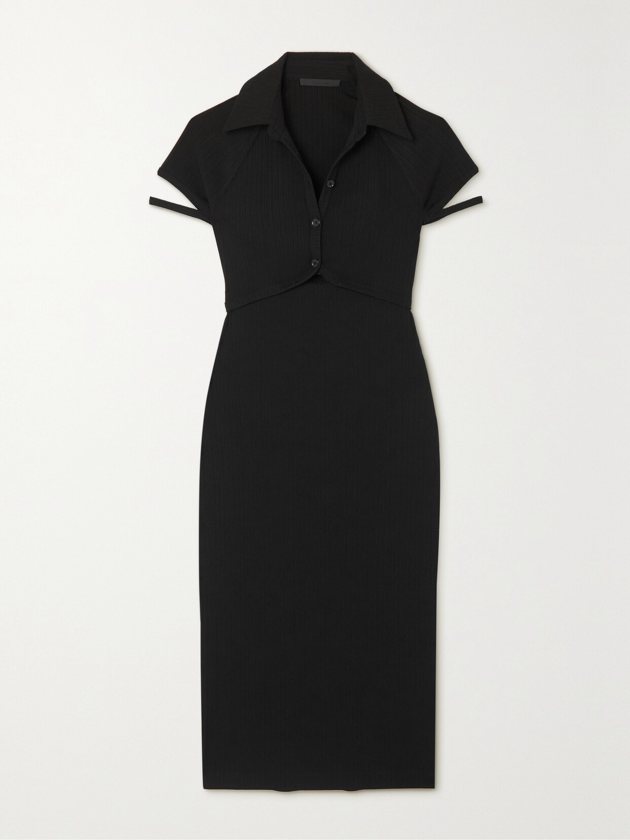 Helmut Lang - Cutout Ribbed-knit Midi Dress - Black